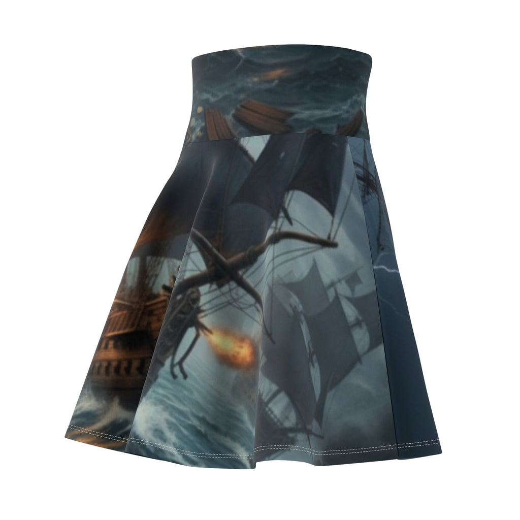 Pirate Ship Storm Skater Skirt — Nautical Fantasy AOP
