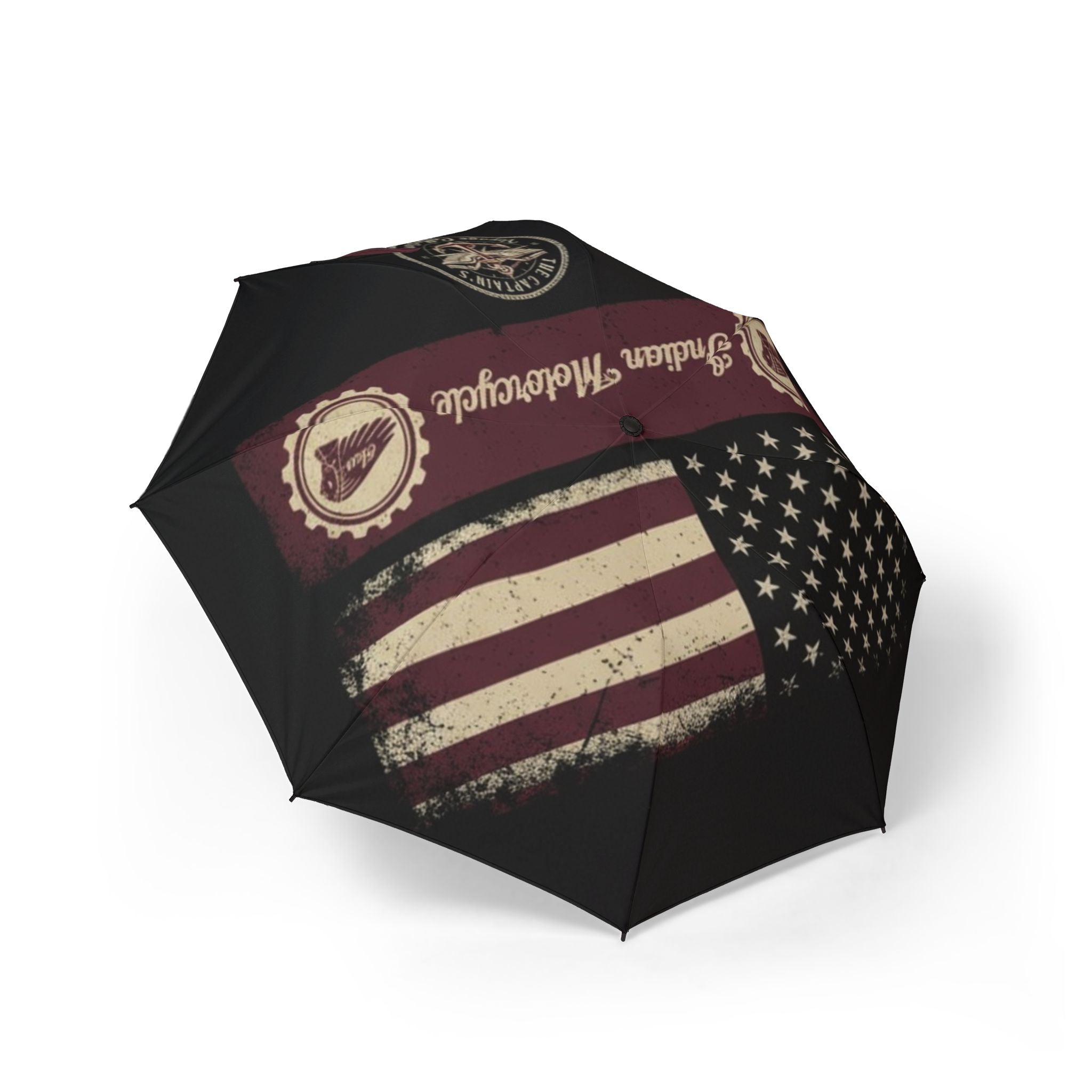American Flag Compact Umbrella — Patriotic Foldable Rain Umbrella