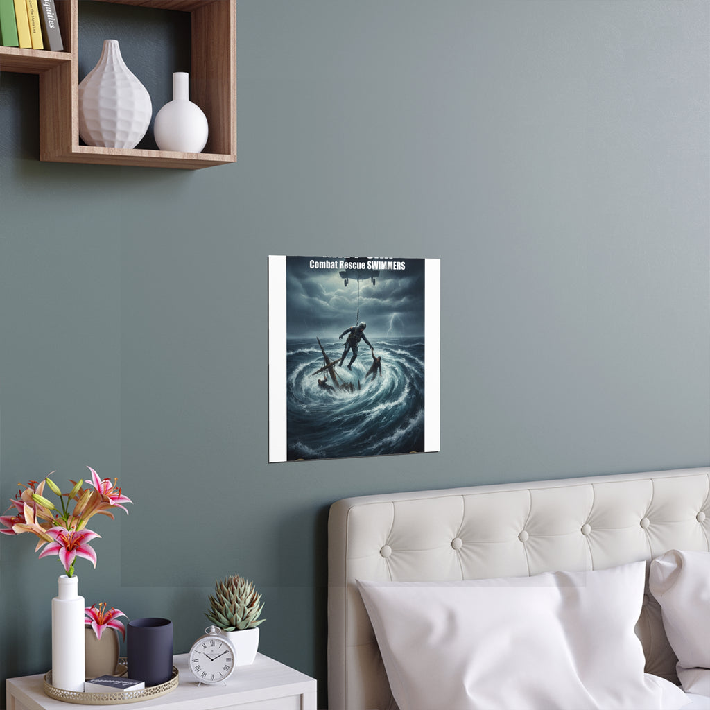 Stormy Sea Silk Poster — Dramatic Sailor Rescue Wall Art (Indoor/Outdoor)