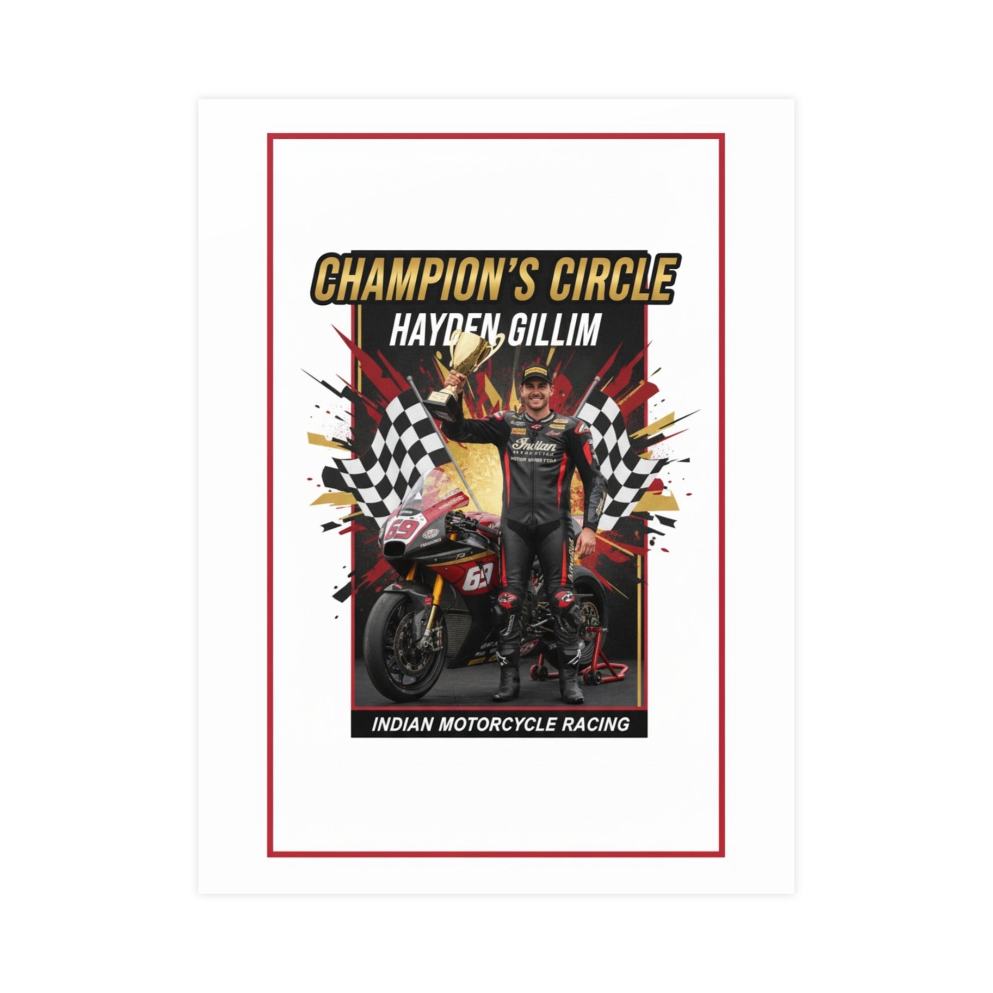 Champion's Circle Motorcycle Poster — Personalized Racing Matte Print