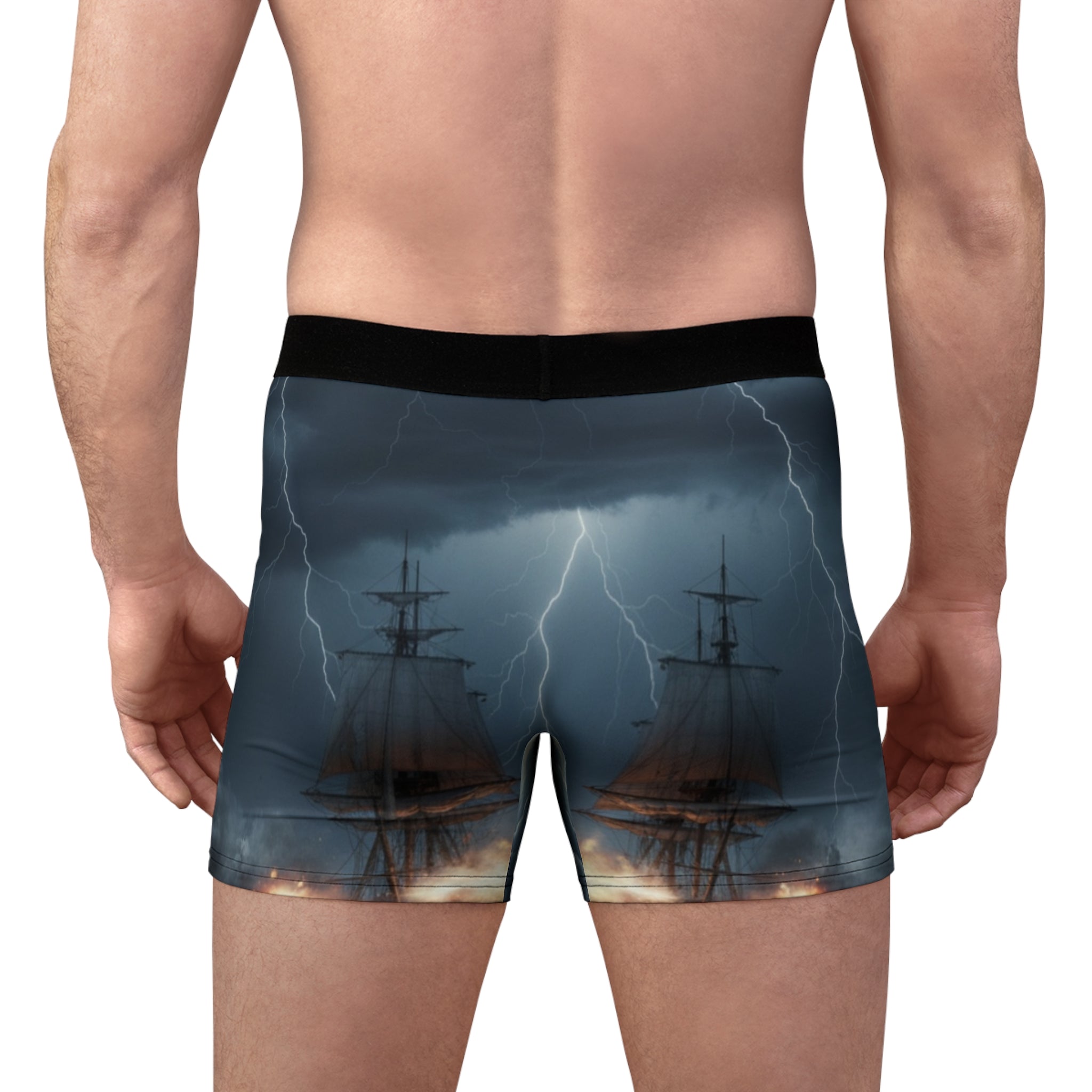 Pirate Ship Boxer Briefs — Stormy Night Nautical Print