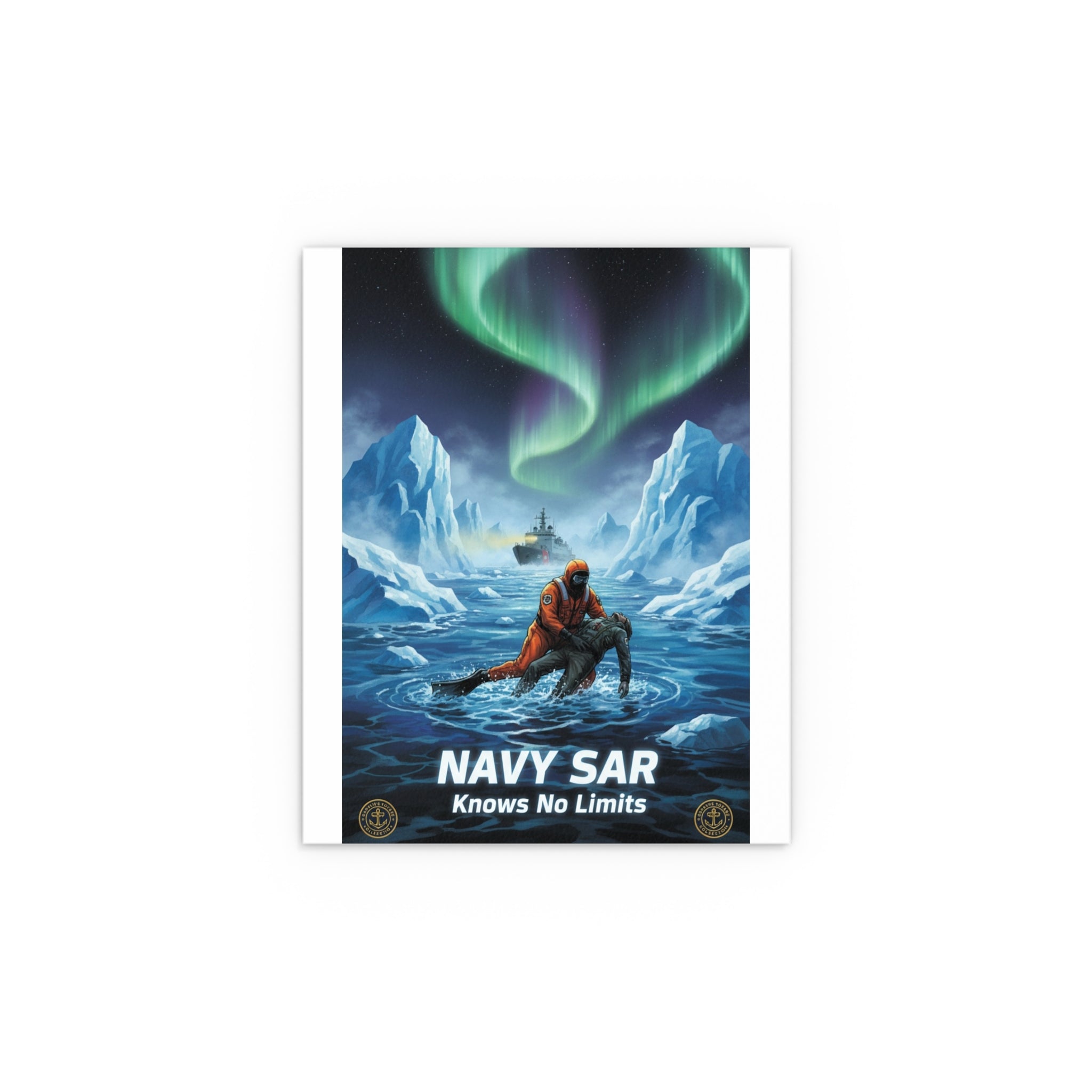 Silk Poster — 'Navy SAR Knows No Limits' Arctic Rescue Wall Art (Indoor/Outdoor)