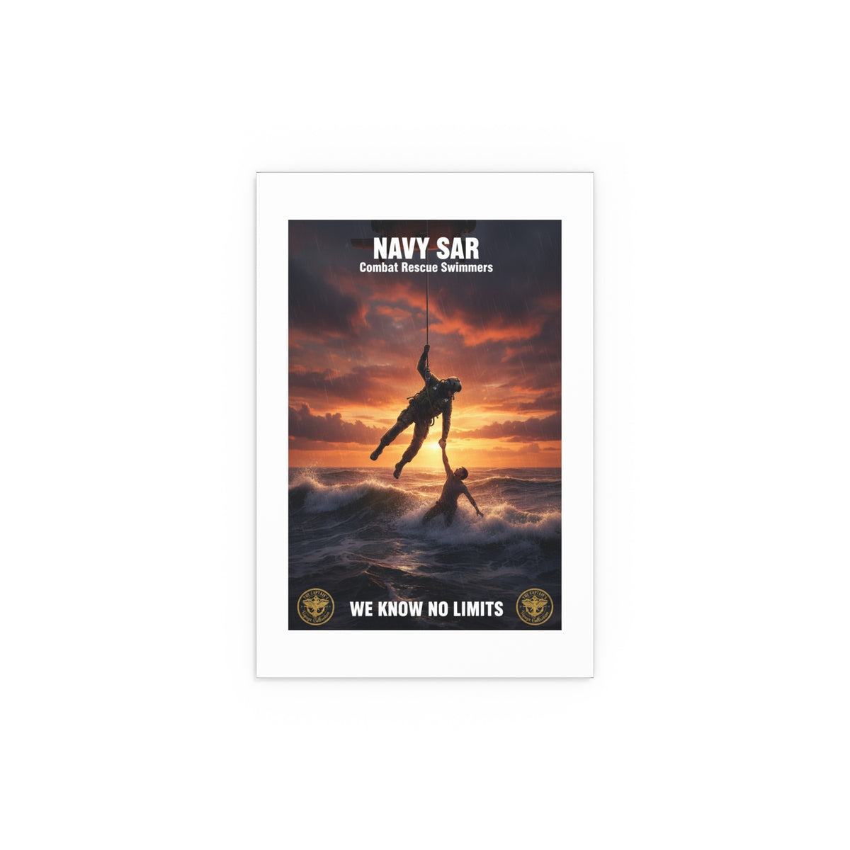 Navy SAR Combat Rescue Swimmers Silk Poster — “We Know No Limits” Indoor/Outdoor Wall Art