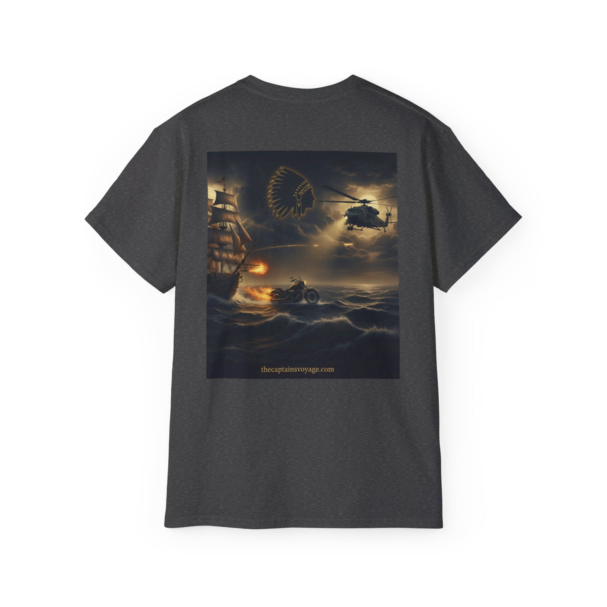 Adventure Motorcycle Tee — Fiery Rider & Nautical Voyage Graphic T-Shirt
