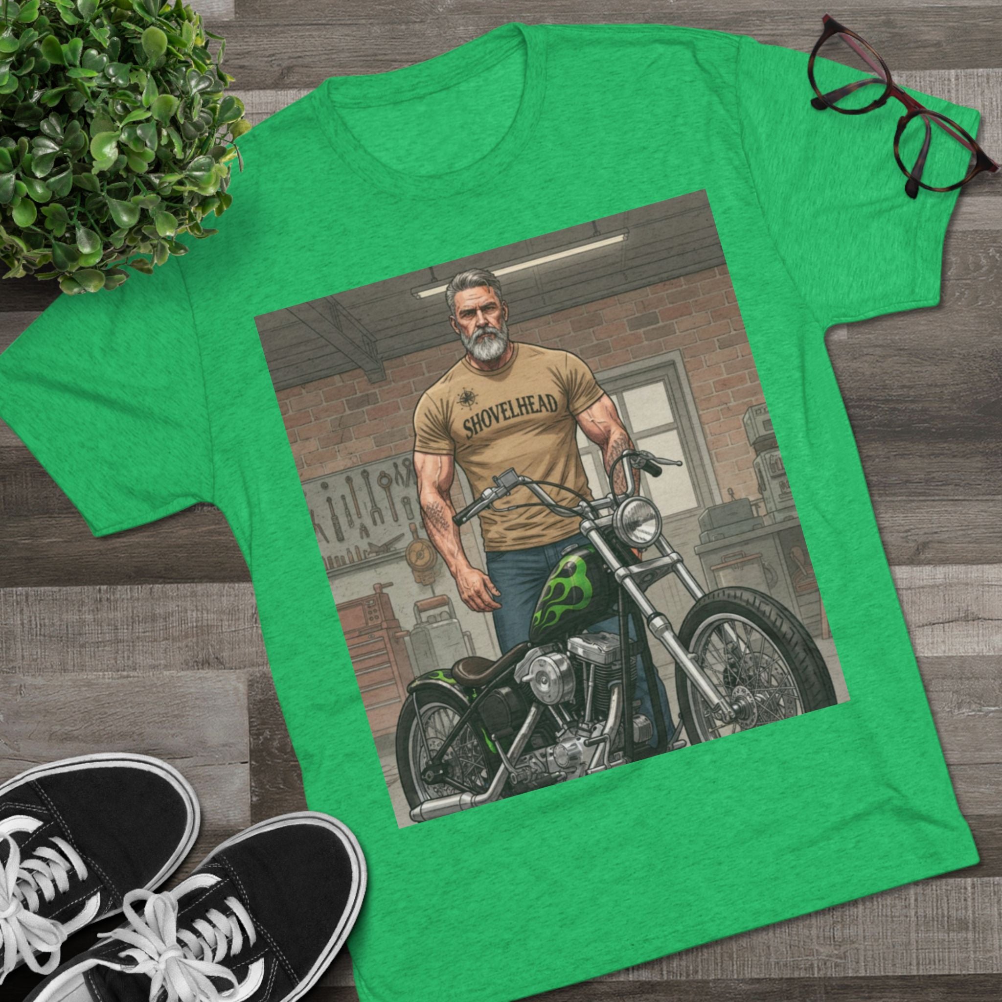 Vintage Biker Garage Tee — 'Somewhere' Motorcycle Illustration T-Shirt