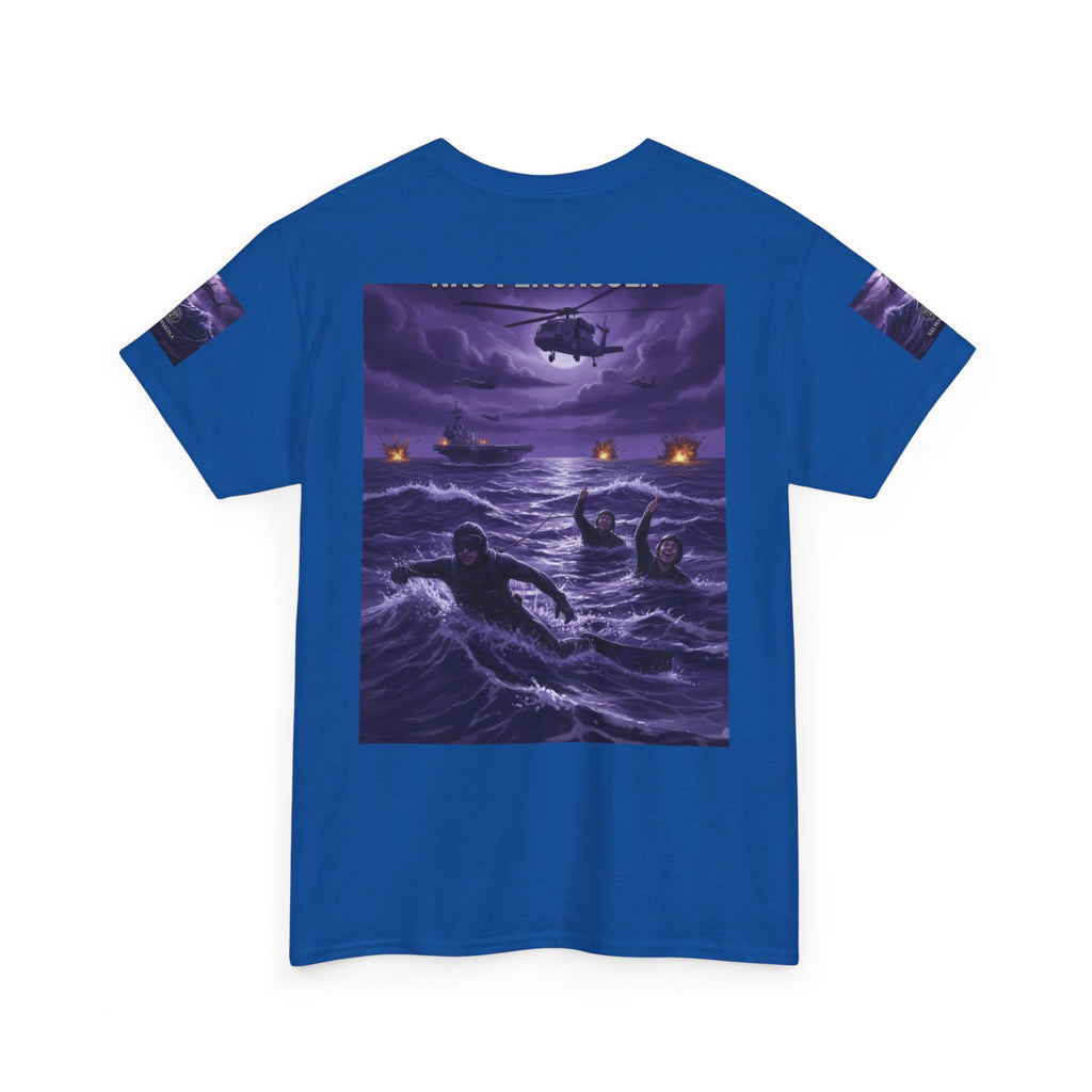 Rescue Night Tee — Purple Helicopter Sea Rescue Graphic T-Shirt