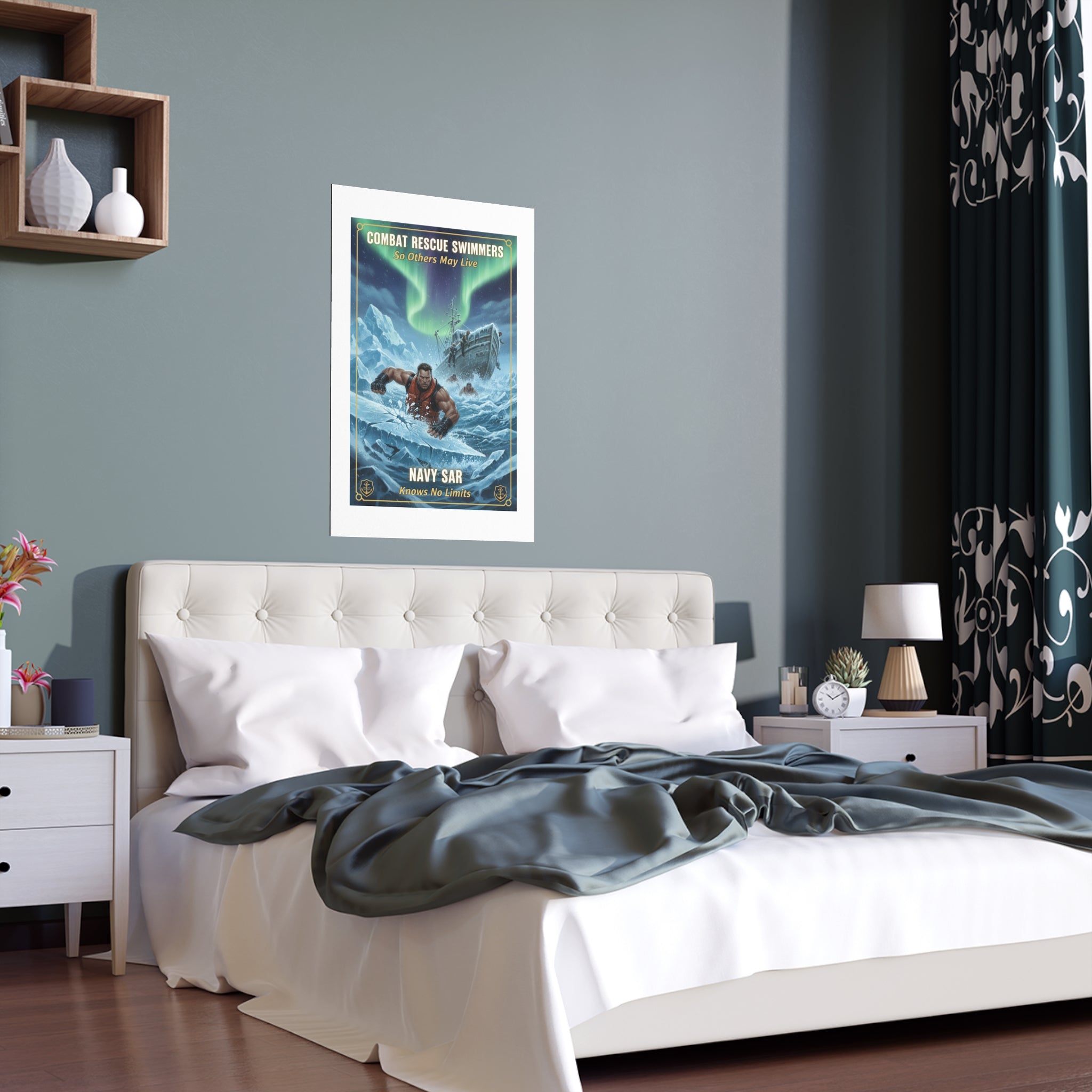 Combat Rescue Swimmers Silk Poster — Navy SAR 'So Others May Live' Arctic Rescue Print