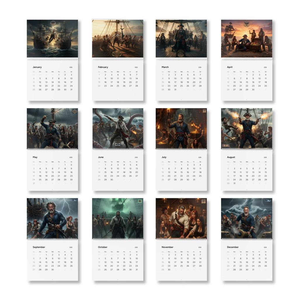 Pirate Adventure 2026 Wall Calendar — Vintage Sailing & Swashbucklers