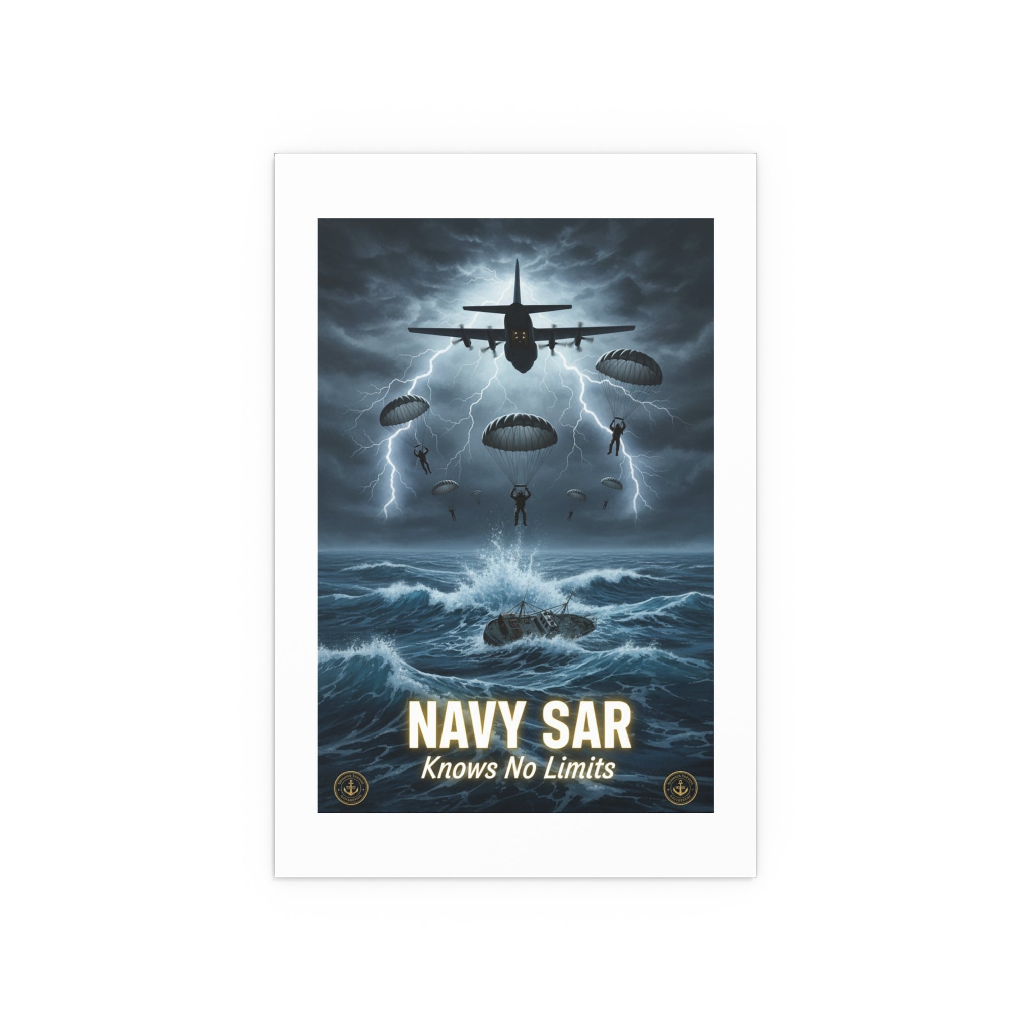 Navy SAR 'Knows No Limits' Rescue Poster — Indoor/Outdoor Silk Print
