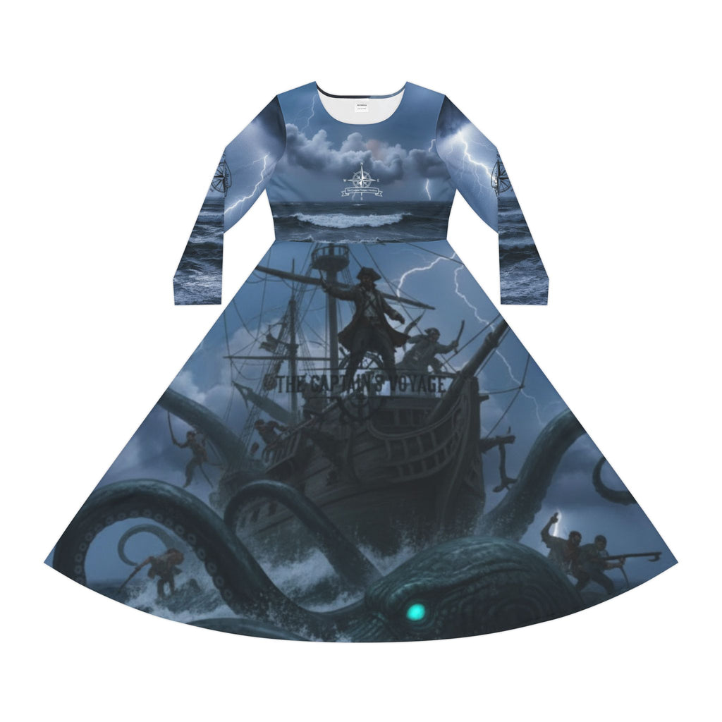 Pirate Ship Kraken Dance Dress — Women’s Long Sleeve Nautical Fantasy AOP