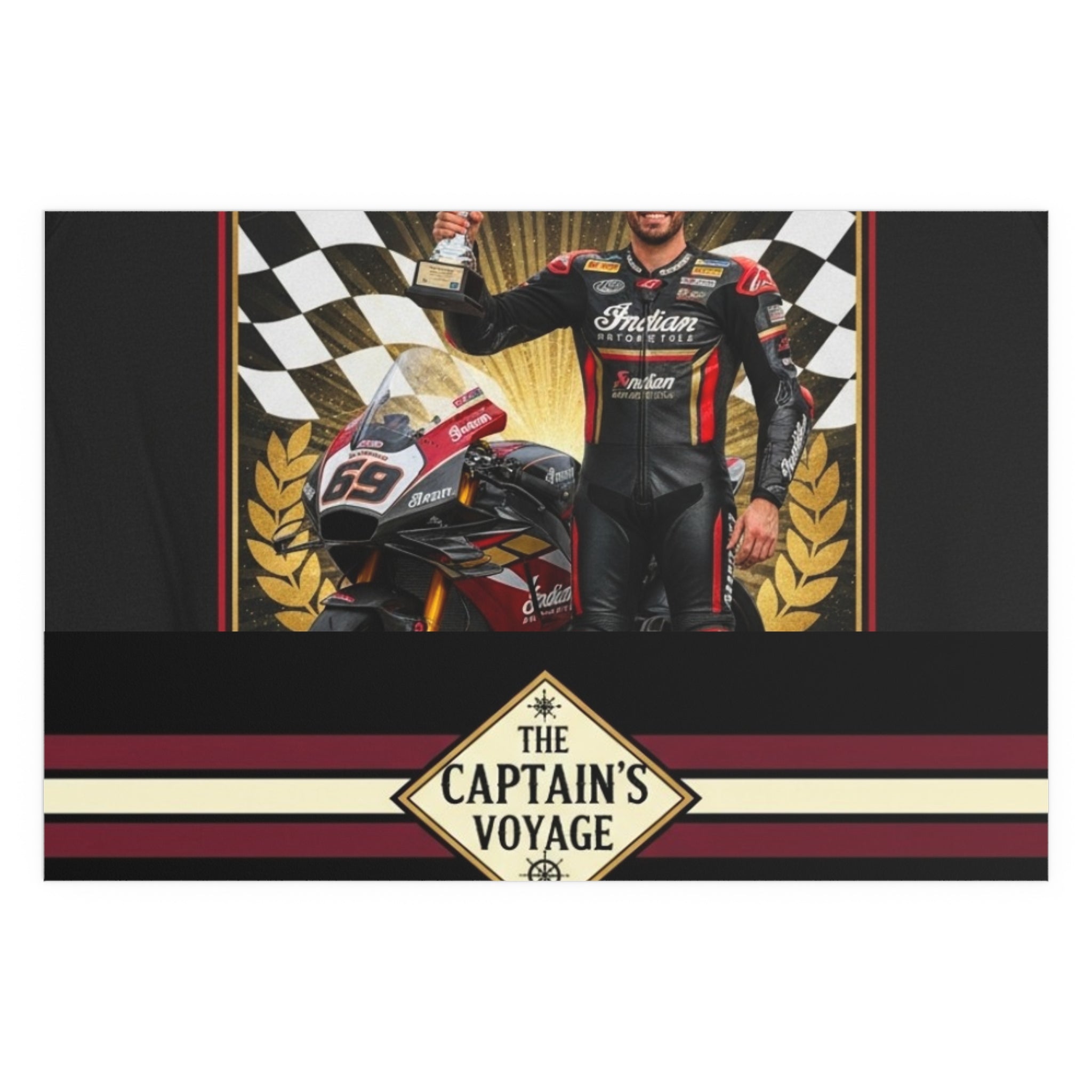 Racing Champion Silk Poster — “Winner’s Circle 69” Motorcycle Wall Art (Indoor/Outdoor)