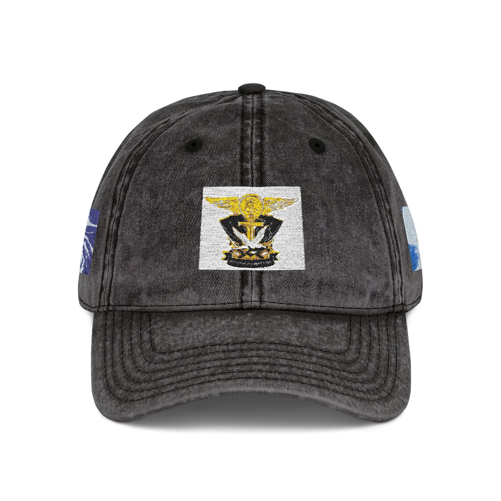 Vintage Embroidered Cap with Tiger Patch — Distressed Red Baseball Hat