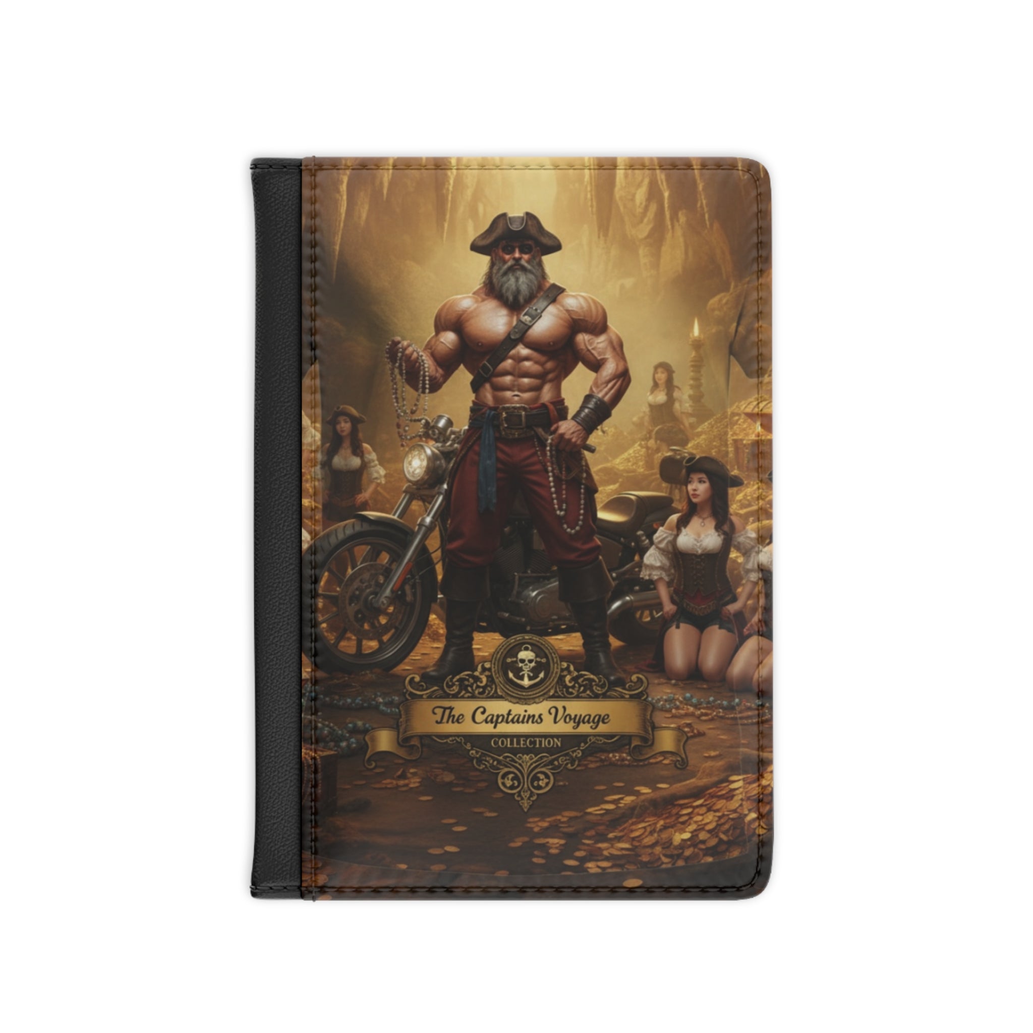 Pirate Captain Passport Cover — Rugged Biker Pirate Travel Wallet