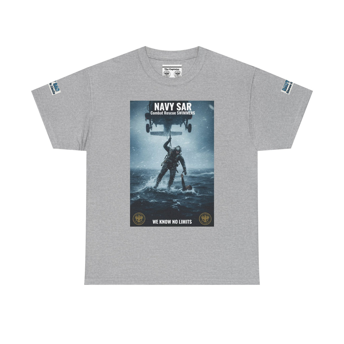 Navy SAR Combat Rescue Swimmers T‑Shirt — "We Know No Limits"