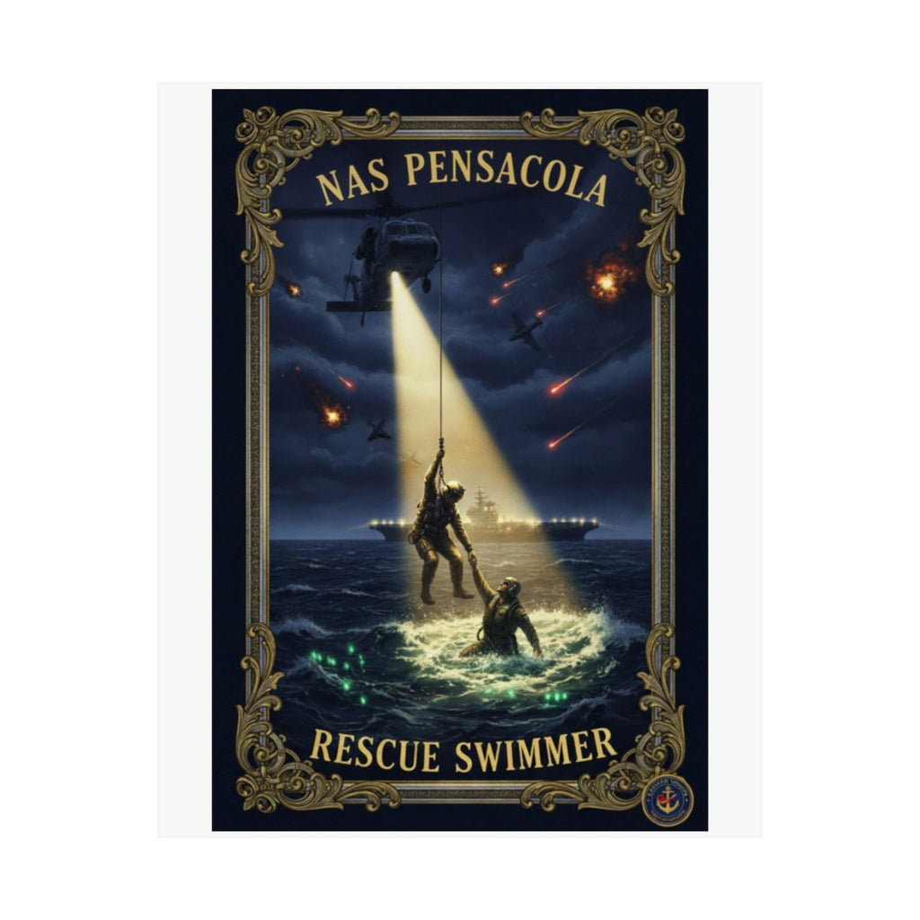 Rescue Swimmer Poster — NAS Pensacola Matte Vertical Wall Art