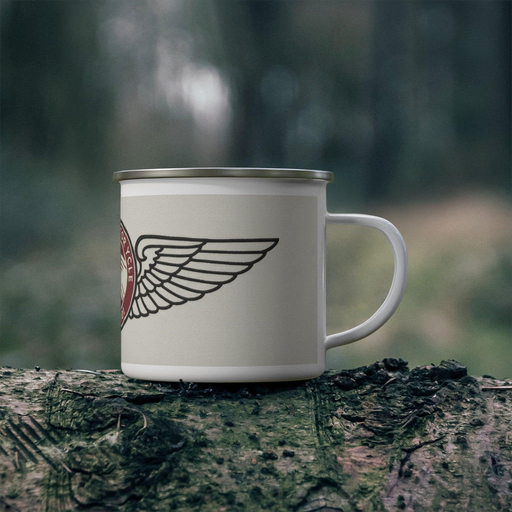 Enamel Camping Mug — Vintage Indian Motorcycle Logo Coffee Cup