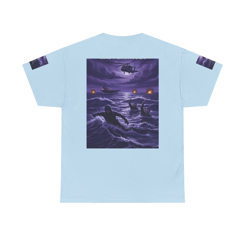 Rescue Night Tee — Purple Helicopter Sea Rescue Graphic T-Shirt