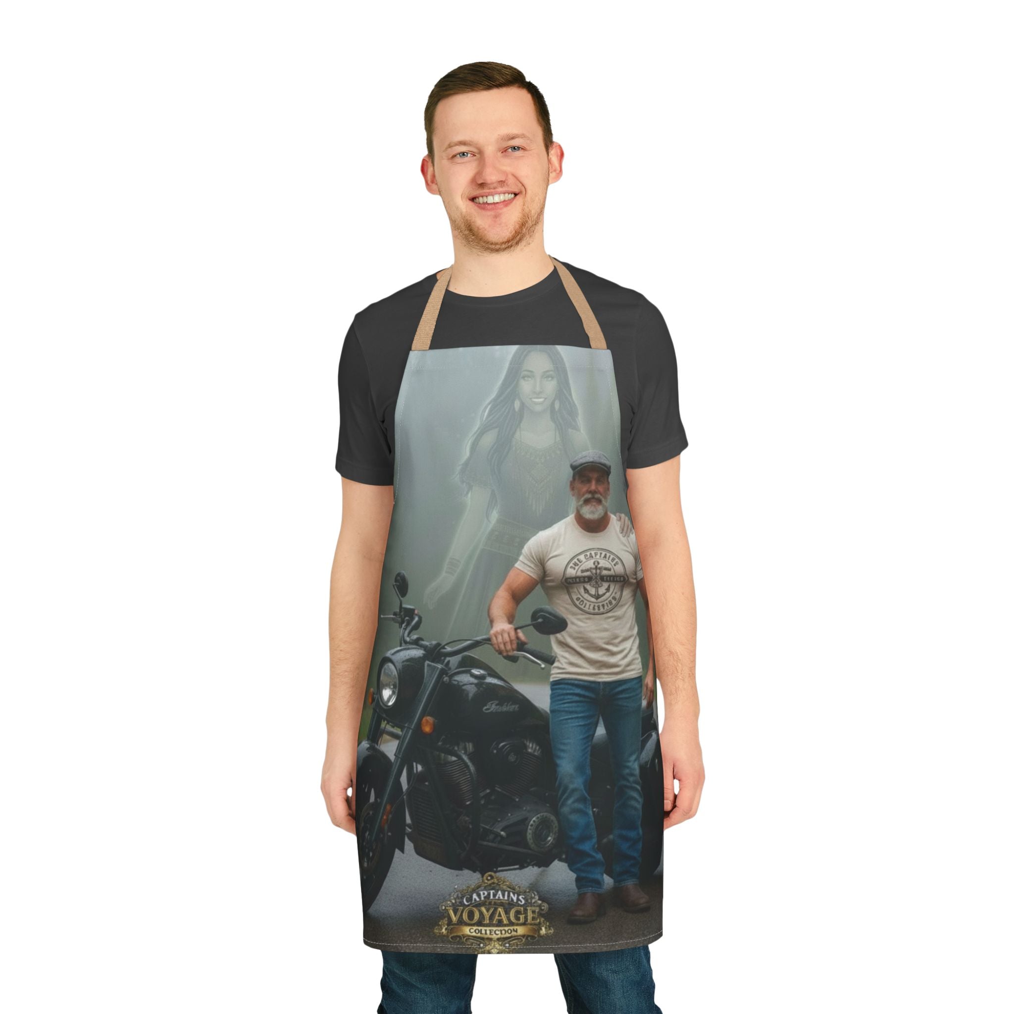 Motorcycle Rider Apron — "Captain's Voyage" Biker BBQ & Workshop Gift