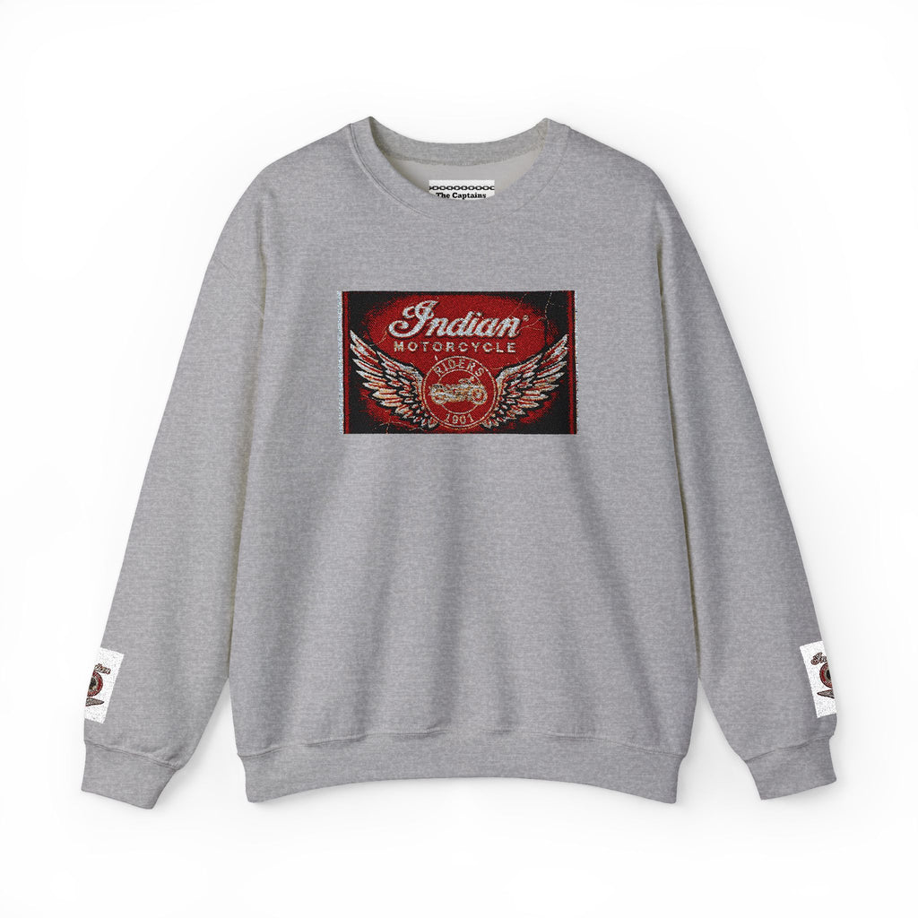 Vintage Motorcycle Crewneck Sweatshirt — 'Indian Motorcycles' Winged Logo