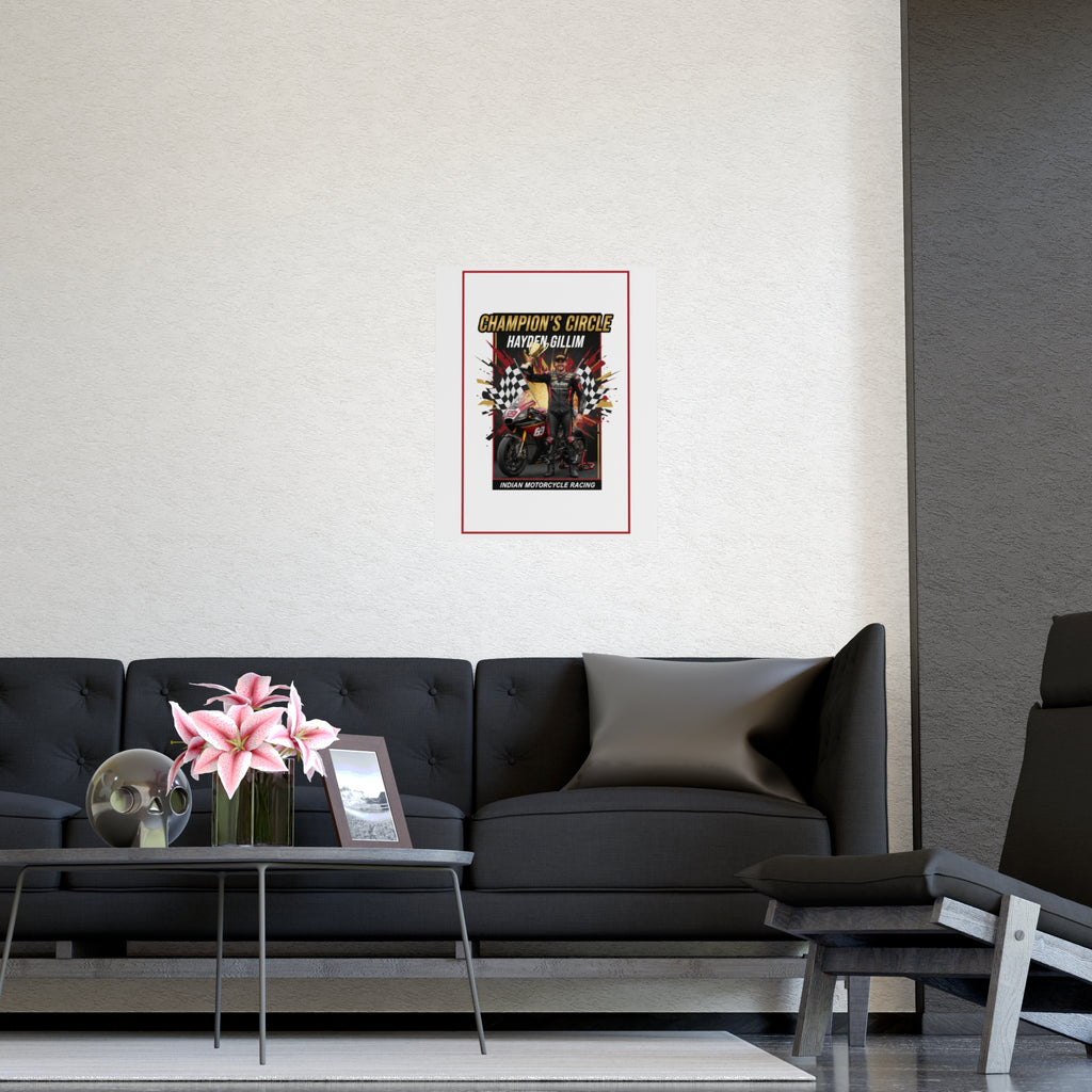 Champion's Circle Motorcycle Poster — Personalized Racing Matte Print