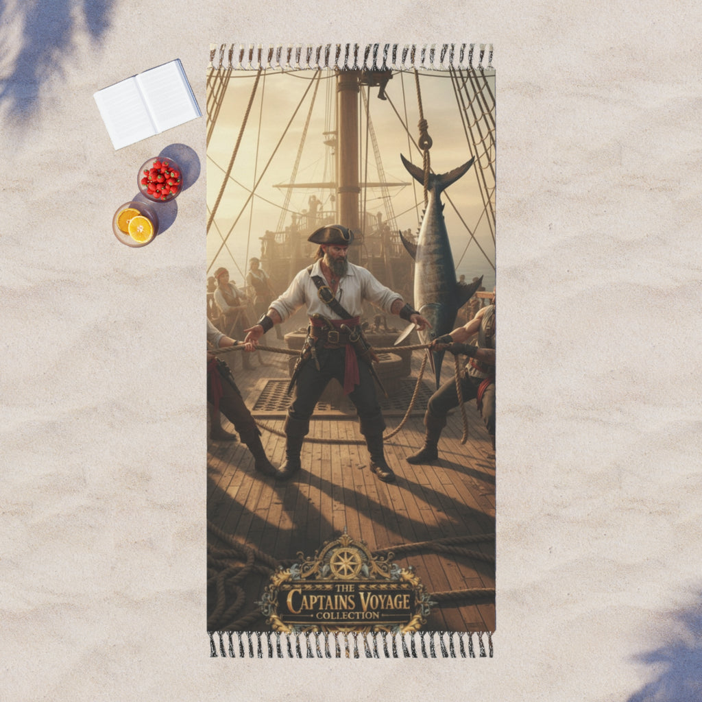 Pirate Captain Beach Towel — 'Captain's Voyage' Nautical Boho Fringe Towel