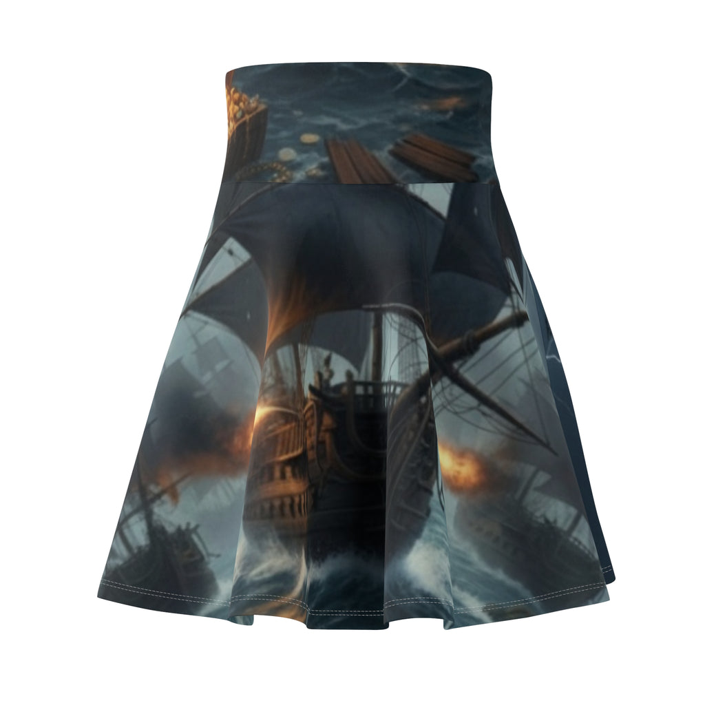 Pirate Ship Storm Skater Skirt — Nautical Fantasy AOP