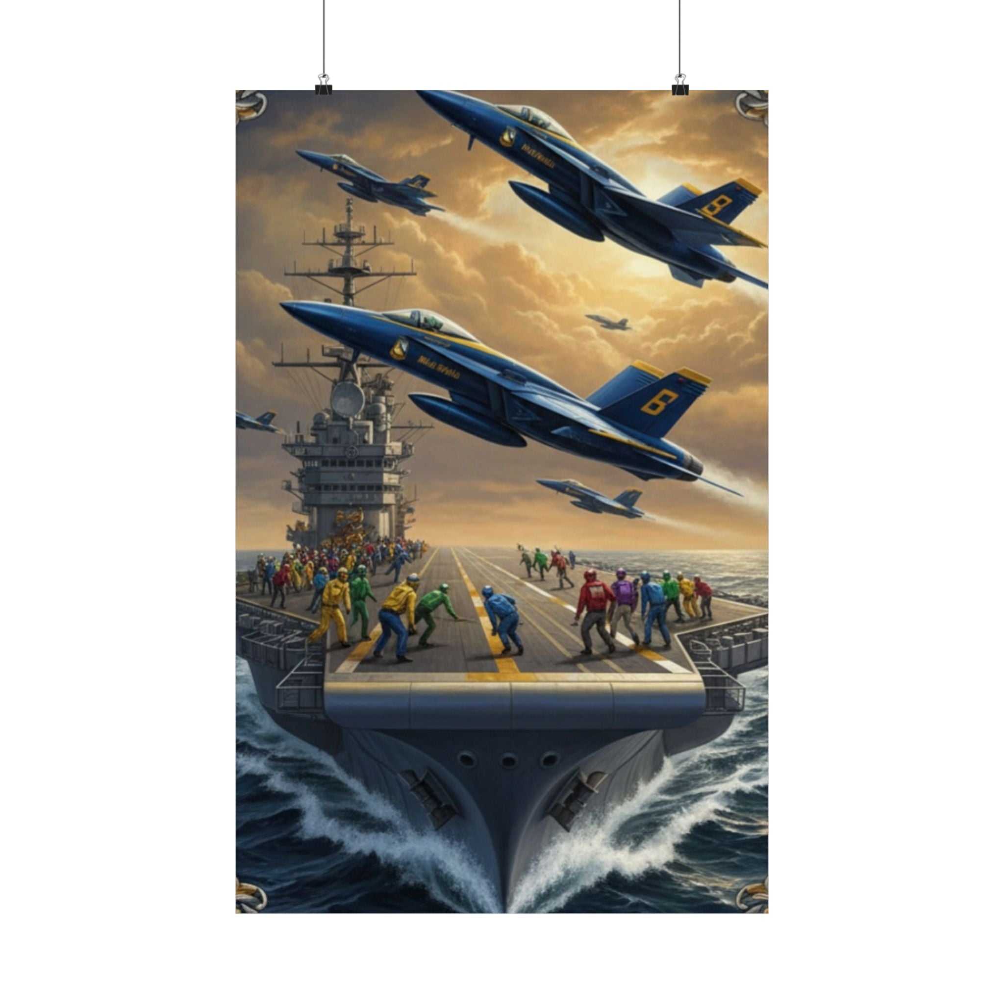 Navy SAR Rescue Helicopter Matte Poster — Dramatic Sea Rescue Art