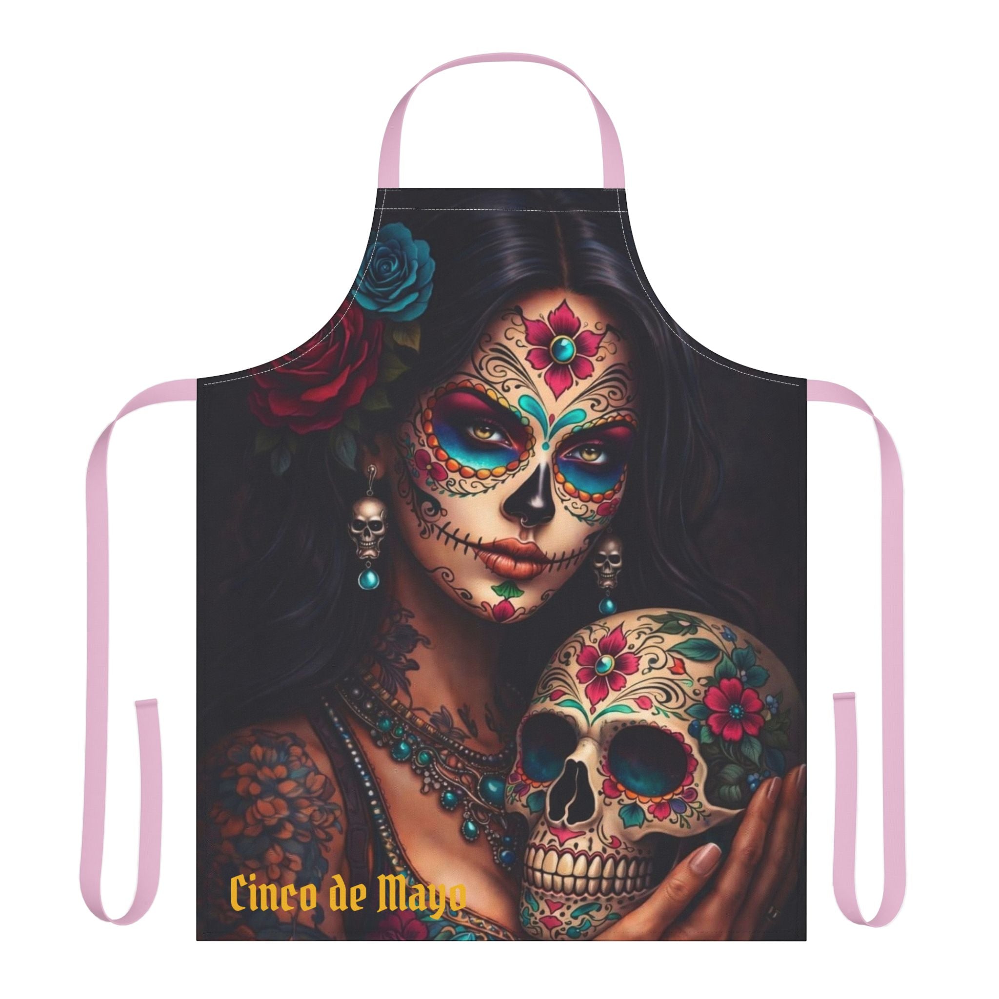 Day of the Dead Sugar Skull Apron — Cinco de Mayo Decorative Kitchen Apron