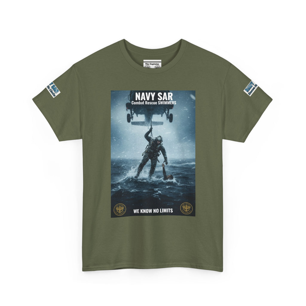 Navy SAR Combat Rescue Swimmers T‑Shirt — "We Know No Limits"