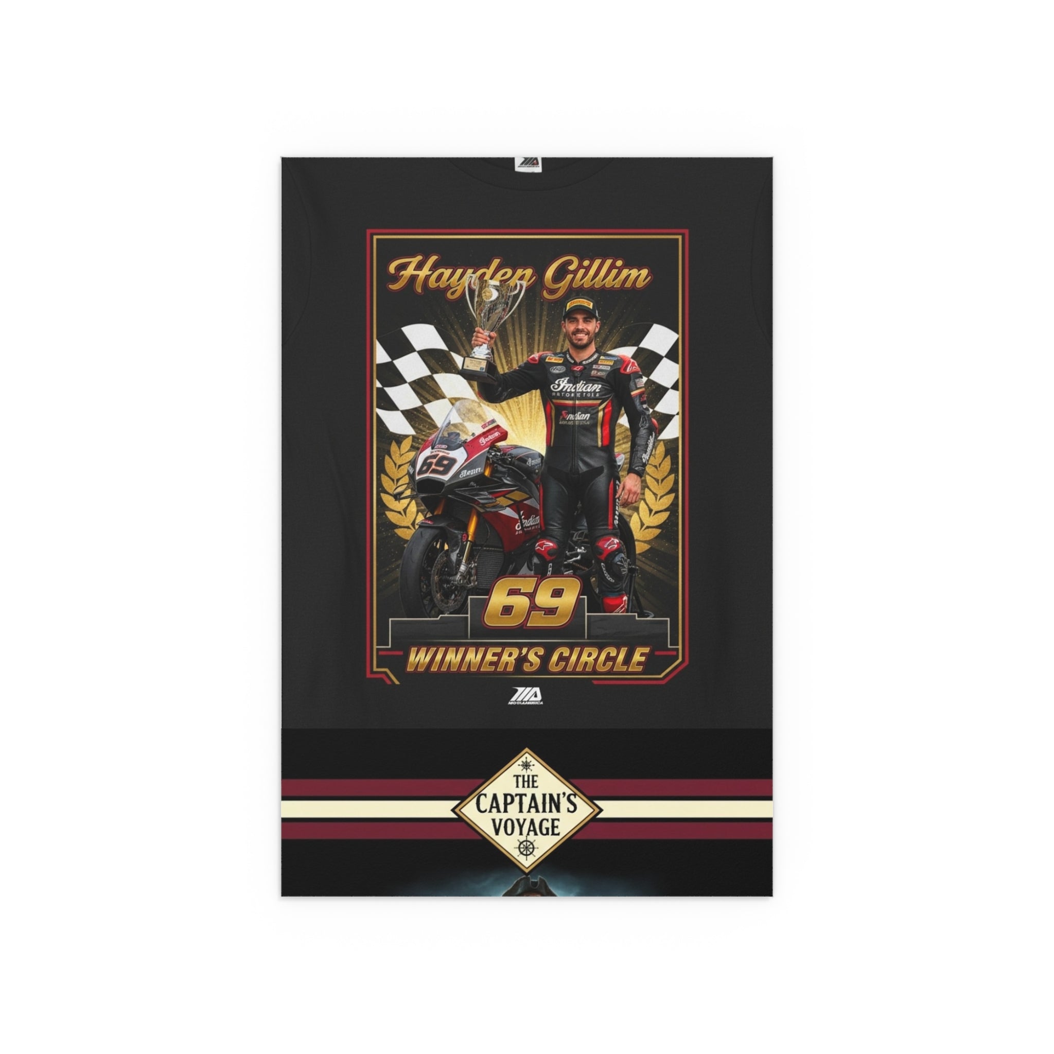 Racing Champion Silk Poster — “Winner’s Circle 69” Motorcycle Wall Art (Indoor/Outdoor)