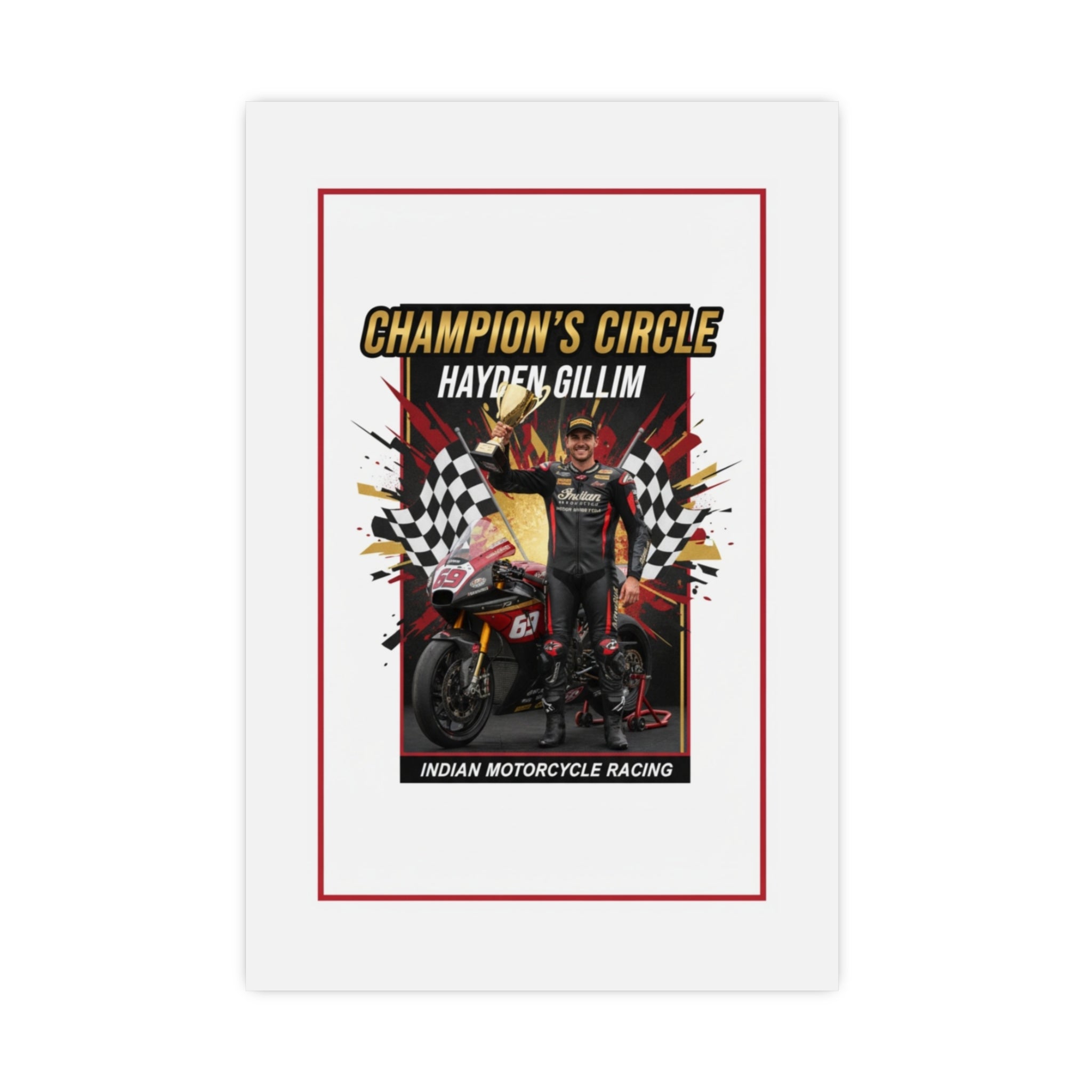 Champion's Circle Motorcycle Poster — Personalized Racing Matte Print
