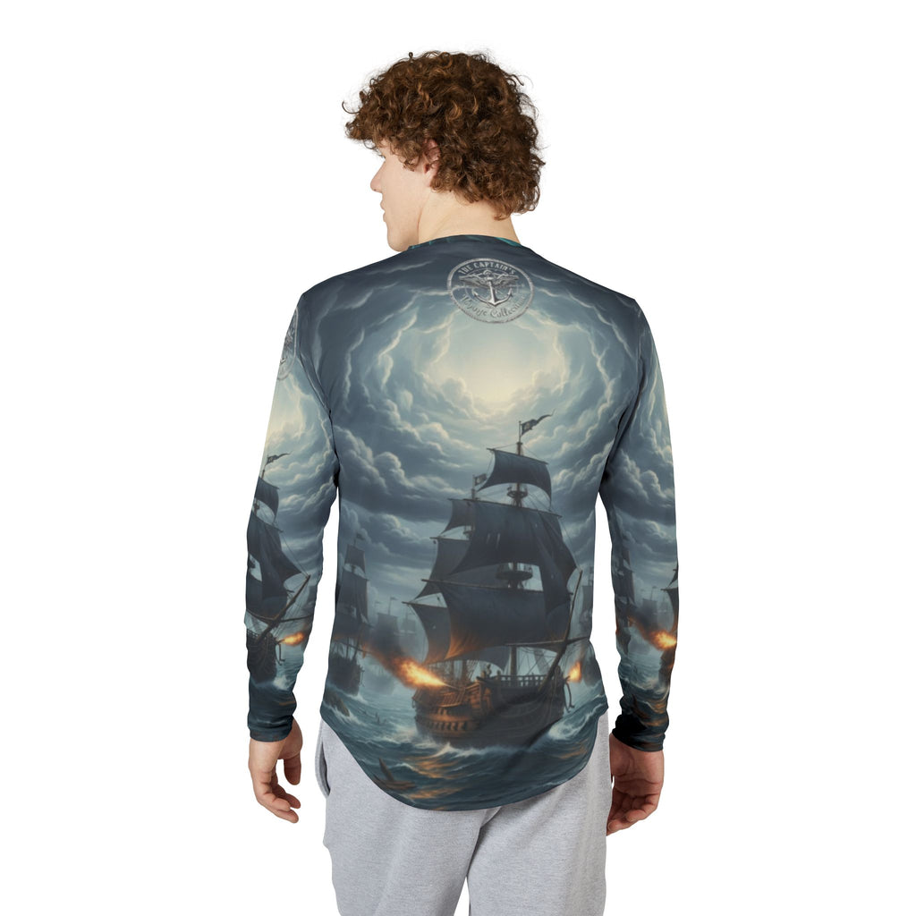 Sailing Storm Long Sleeve UV Shirt — Pirate Ship Ocean Wave AOP