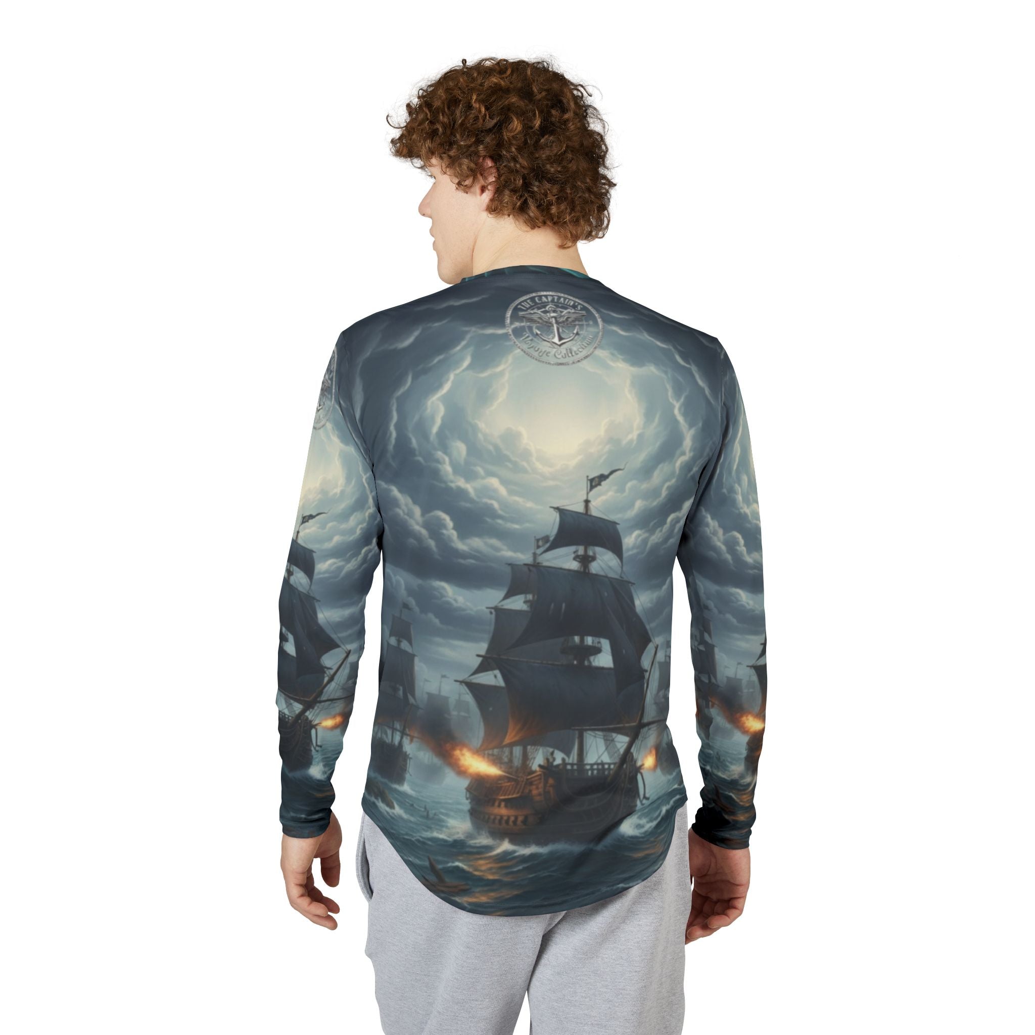 Sailing Storm Long Sleeve UV Shirt — Pirate Ship Ocean Wave AOP