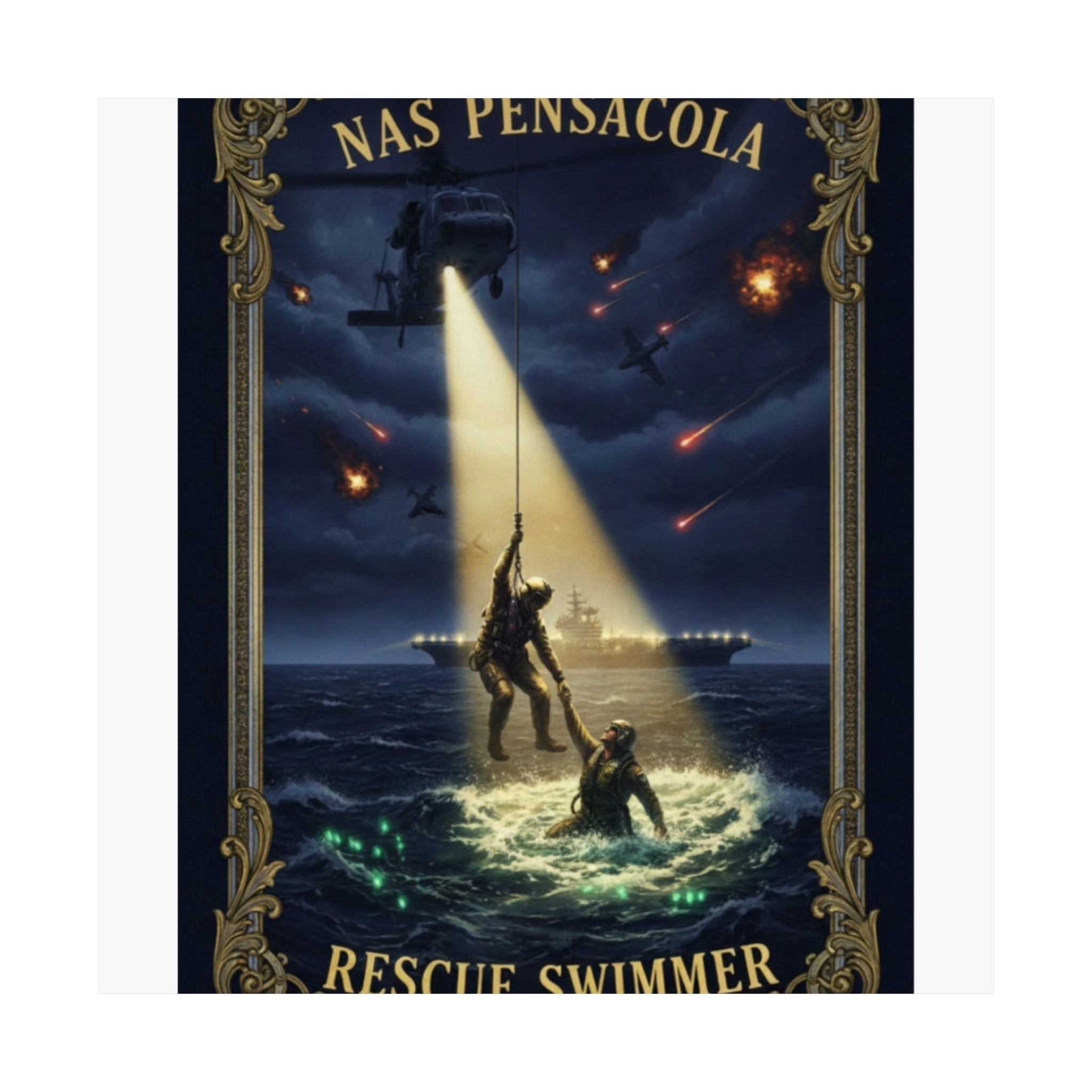 Rescue Swimmer Poster — NAS Pensacola Matte Vertical Wall Art