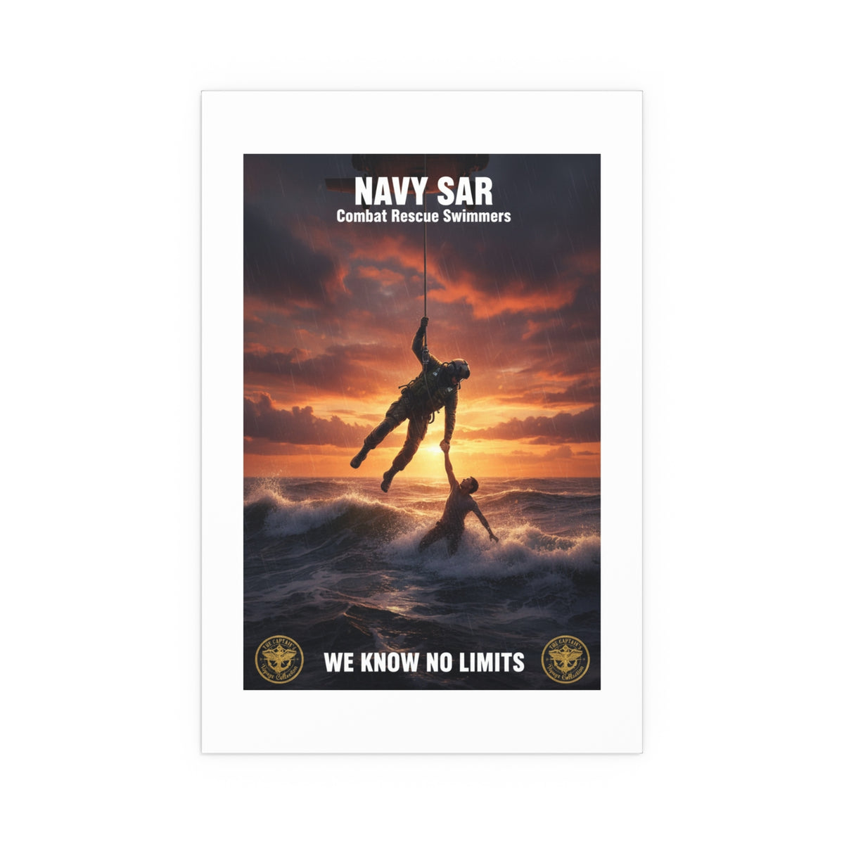 Navy SAR Combat Rescue Swimmers Silk Poster — “We Know No Limits” Indoor/Outdoor Wall Art
