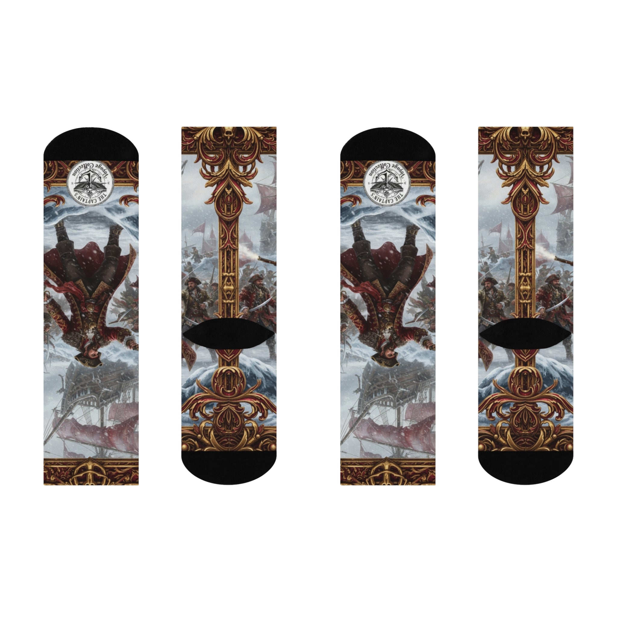 Pirate Ship Crew Socks — Vintage Nautical Captain Design Cushioned Crew Socks
