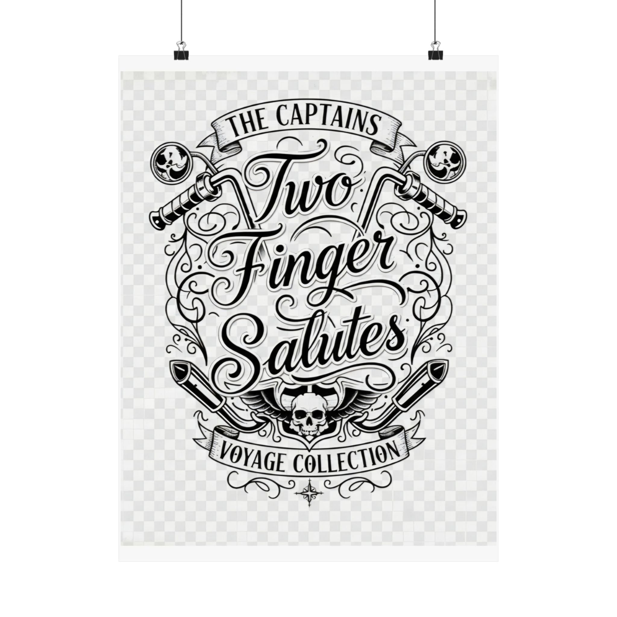 Two Finger Salutes Poster — Vintage Nautical Skull Voyage Wall Art