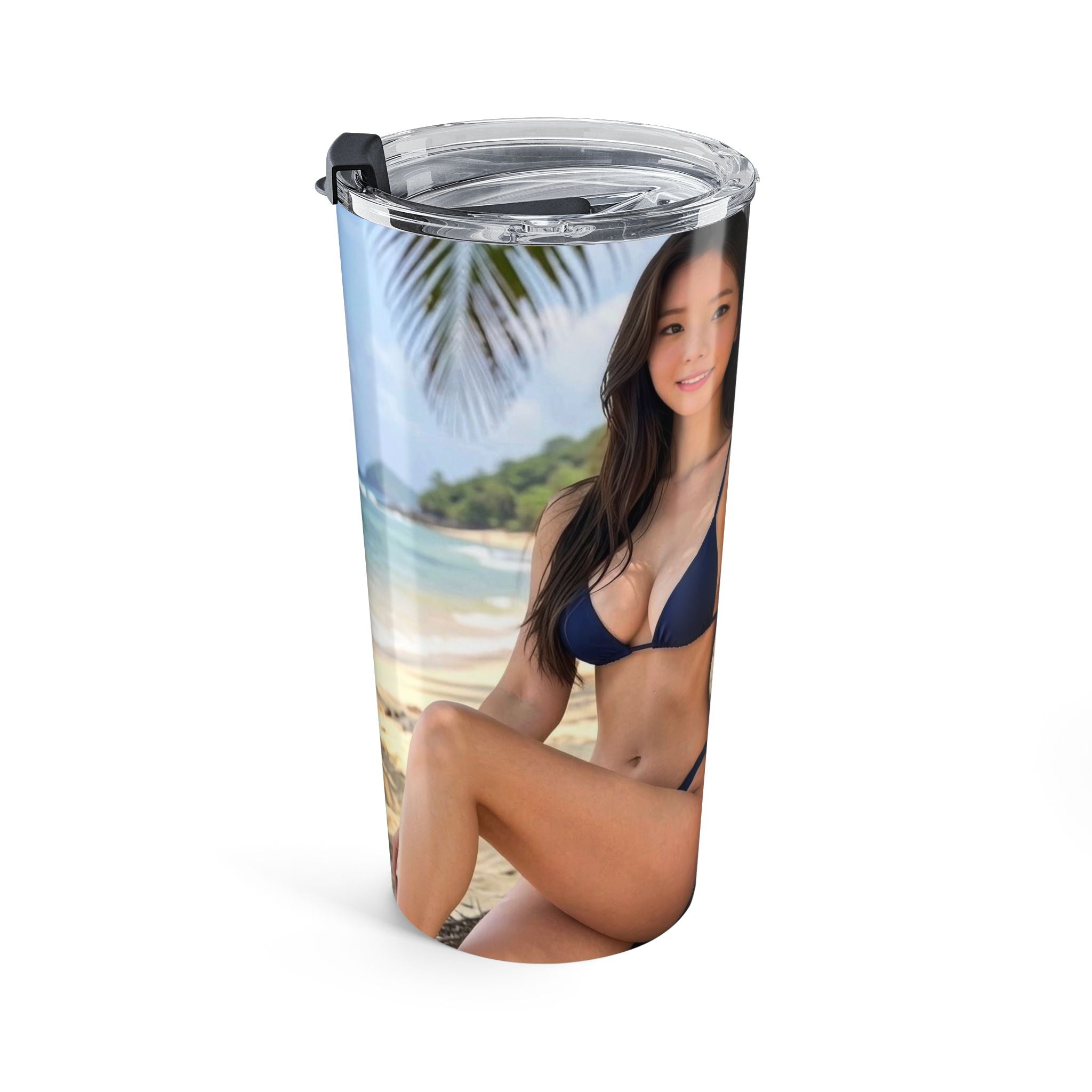 20oz Beach Bikini Photo Tumbler – Tropical Summer Travel Cup