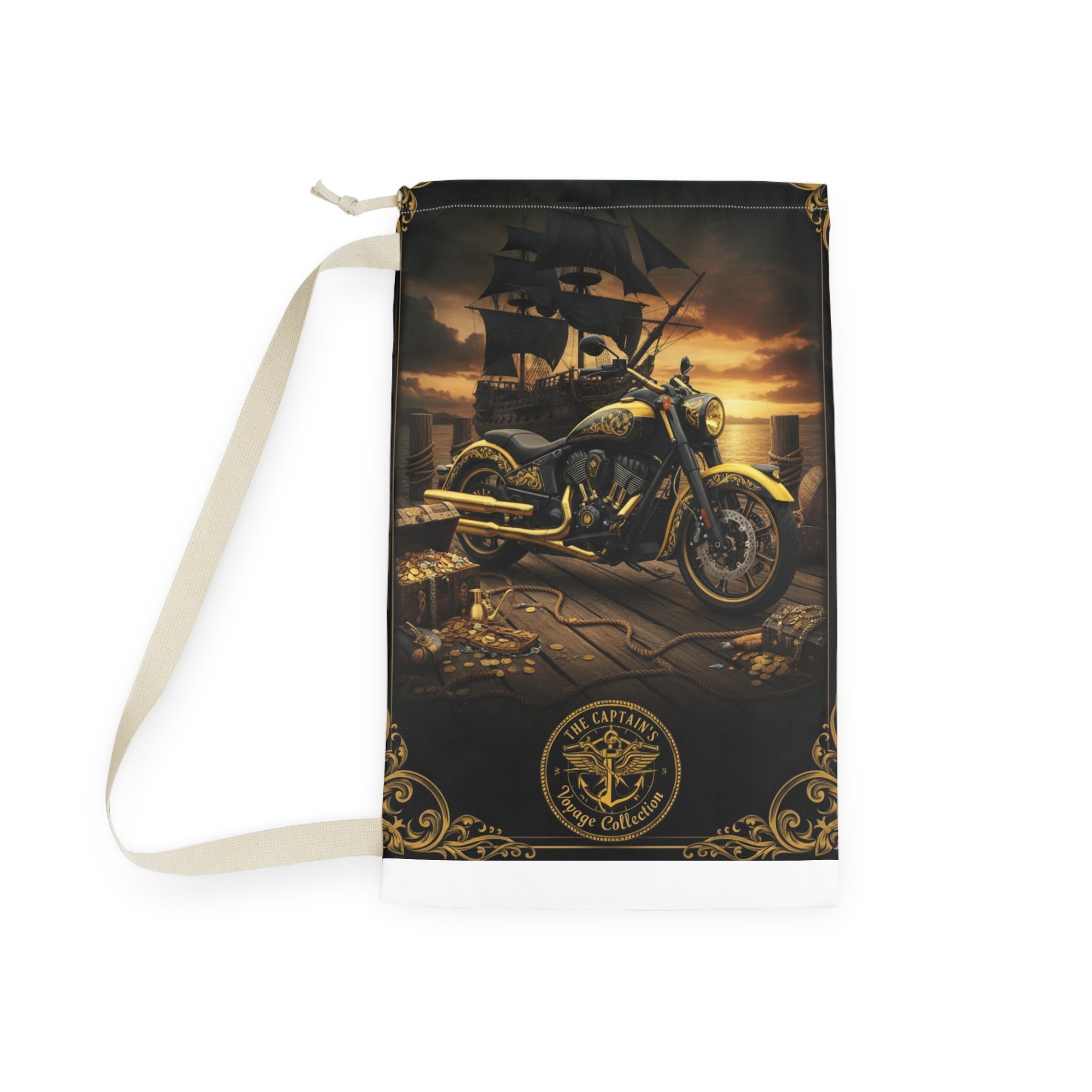 Nautical Pirate Ship Laundry Bag — Vintage Sea Captain Design