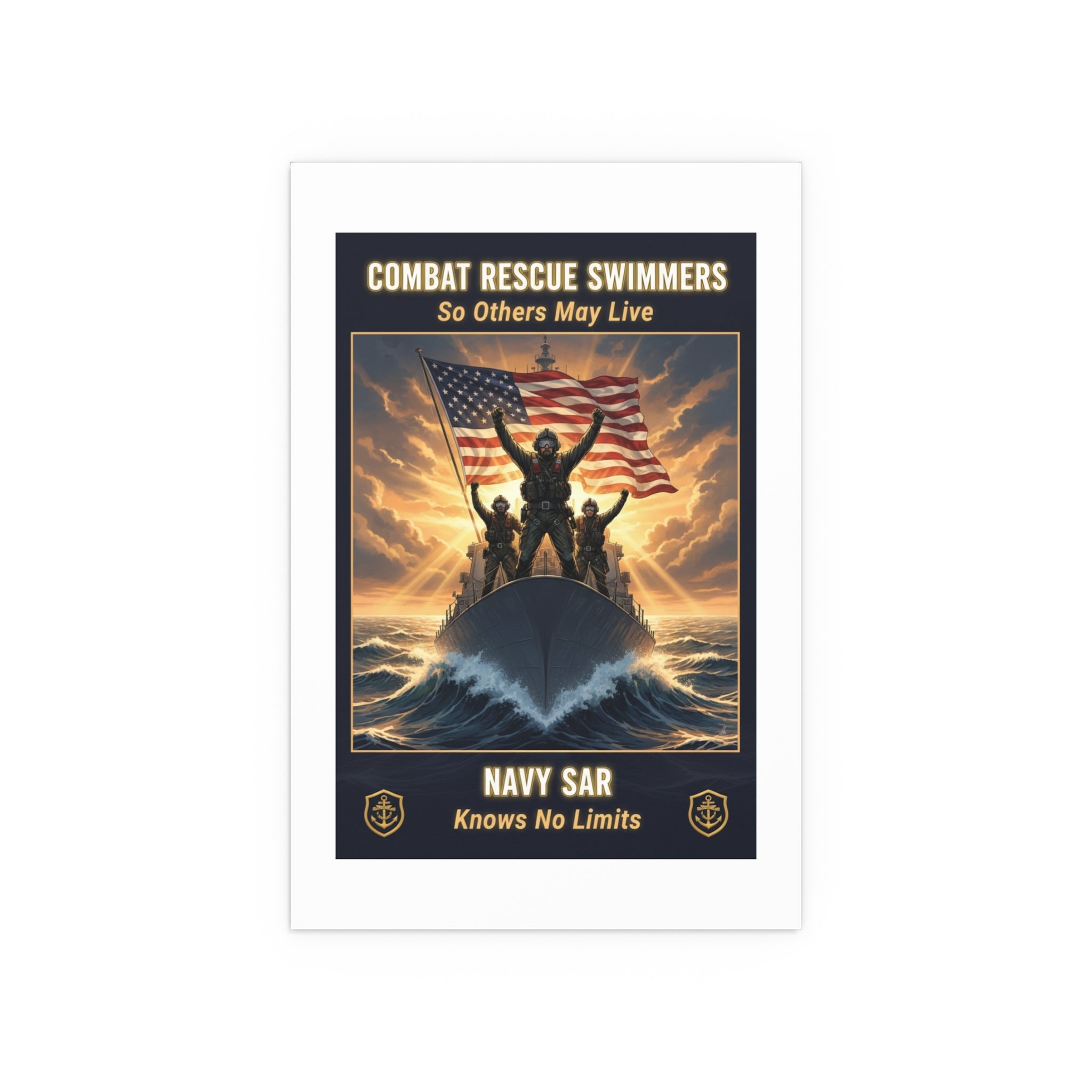 Combat Rescue Swimmers Silk Poster — "So Others May Live" Navy SAR Wall Art