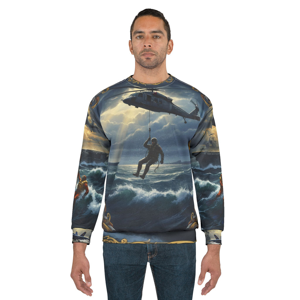 Naval Aviation Hoodie — Helicopter Rescue & Fighter Jet Carrier All-Over Print Sweatshirt
