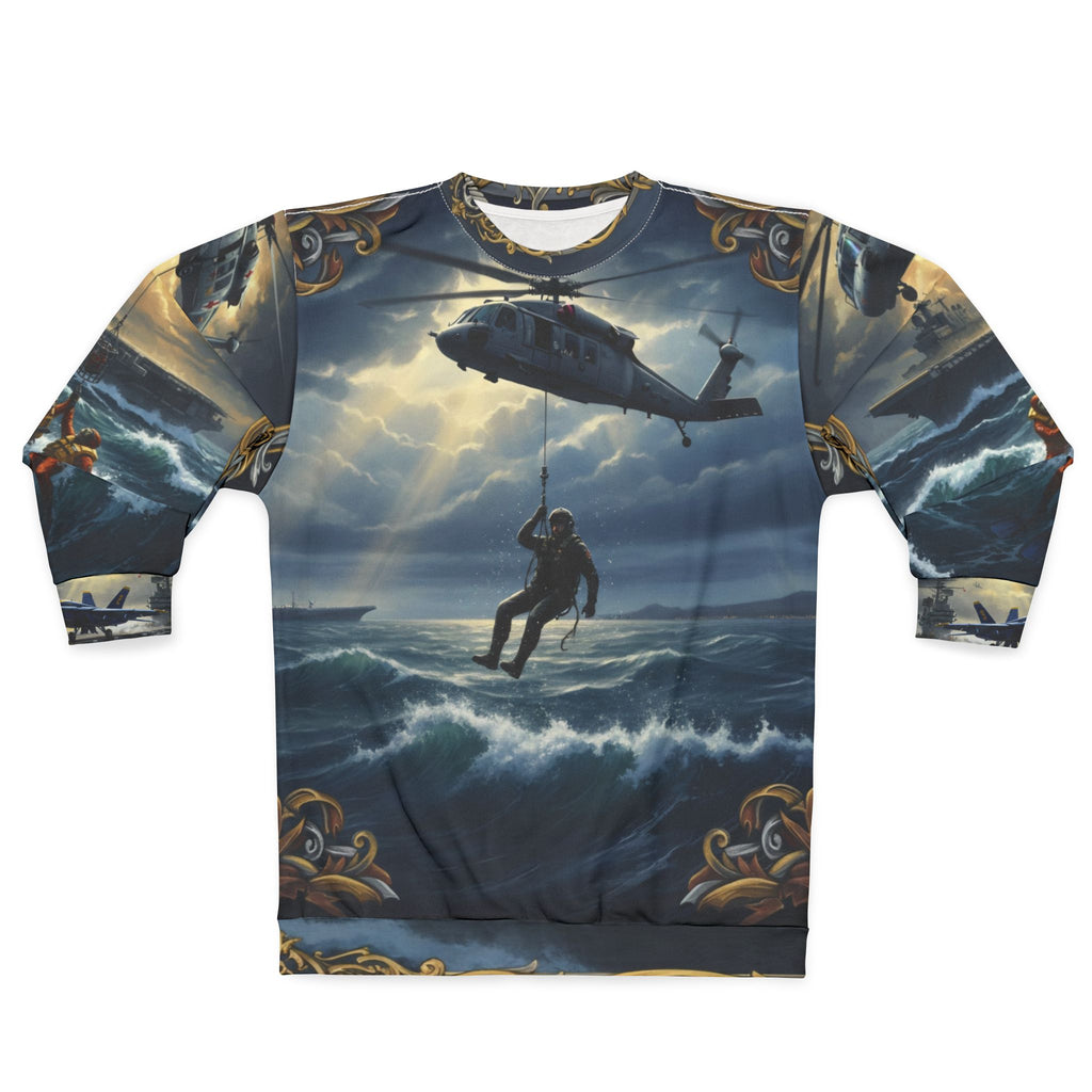 Naval Aviation Hoodie — Helicopter Rescue & Fighter Jet Carrier All-Over Print Sweatshirt