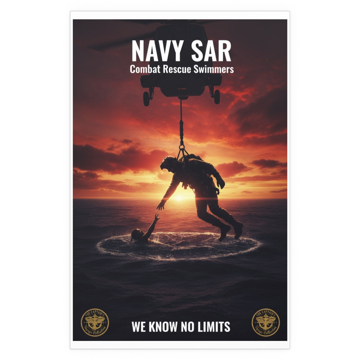Navy SAR Combat Rescue Swimmers Silk Poster – Military Helicopter Rescue Wall Art