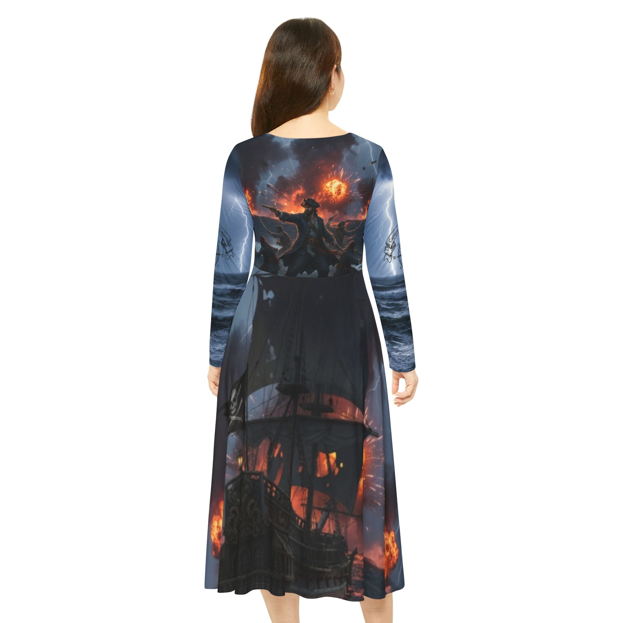 Pirate Ship Kraken Dance Dress — Women’s Long Sleeve Nautical Fantasy AOP
