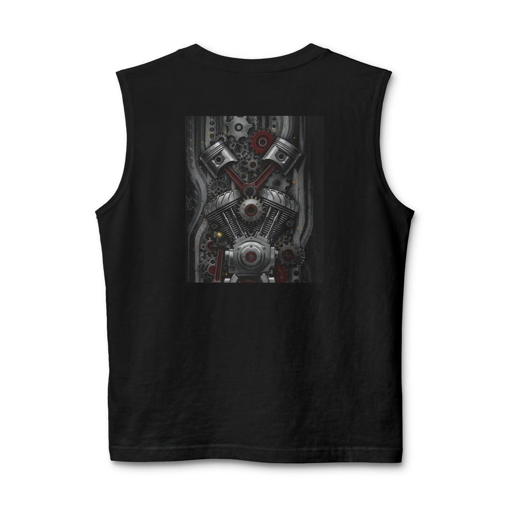 Indian Motorcycle Engine Graphic Muscle Tank — Vintage Chief Headdress Moto Tank Top