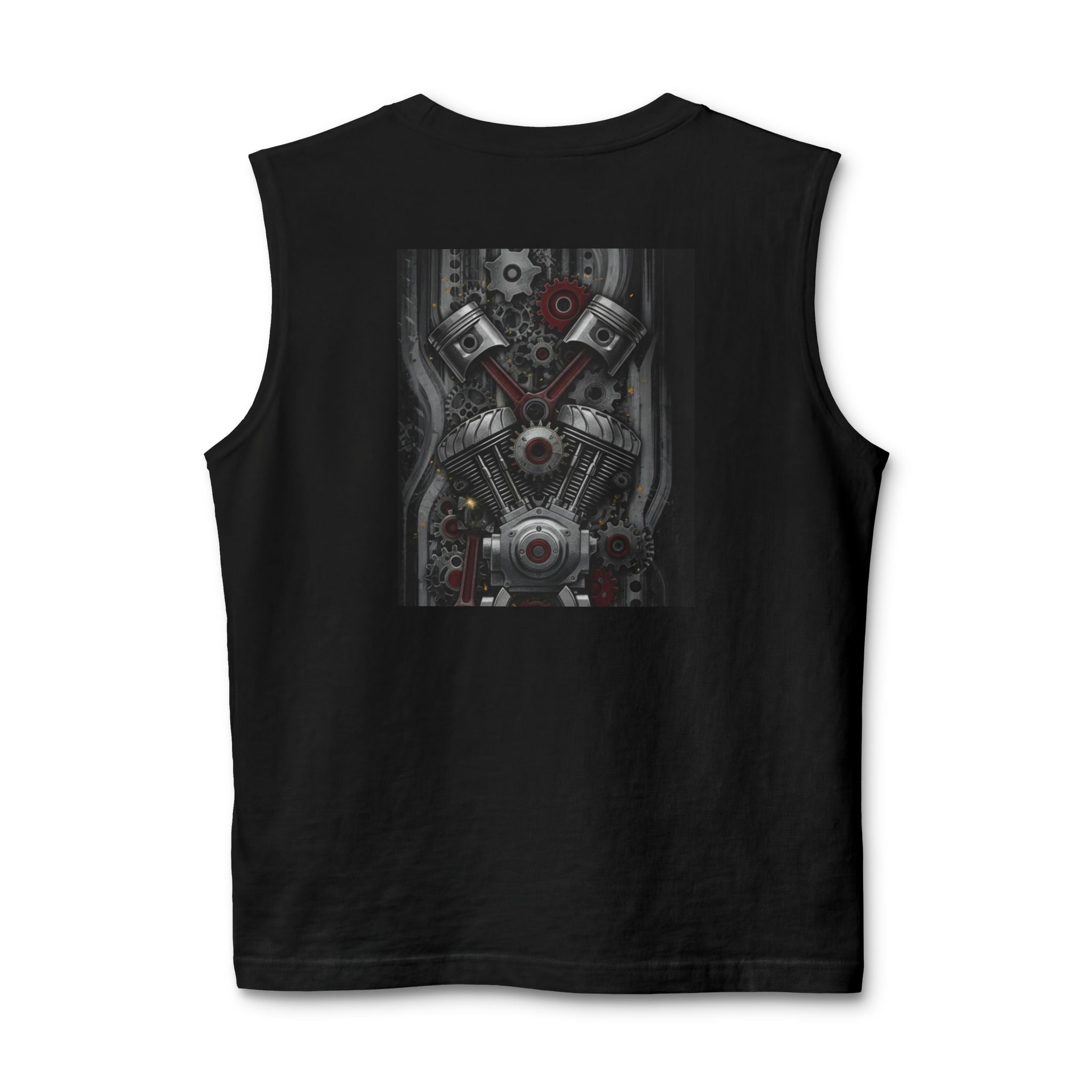 Indian Motorcycle Engine Graphic Muscle Tank — Vintage Chief Headdress Moto Tank Top
