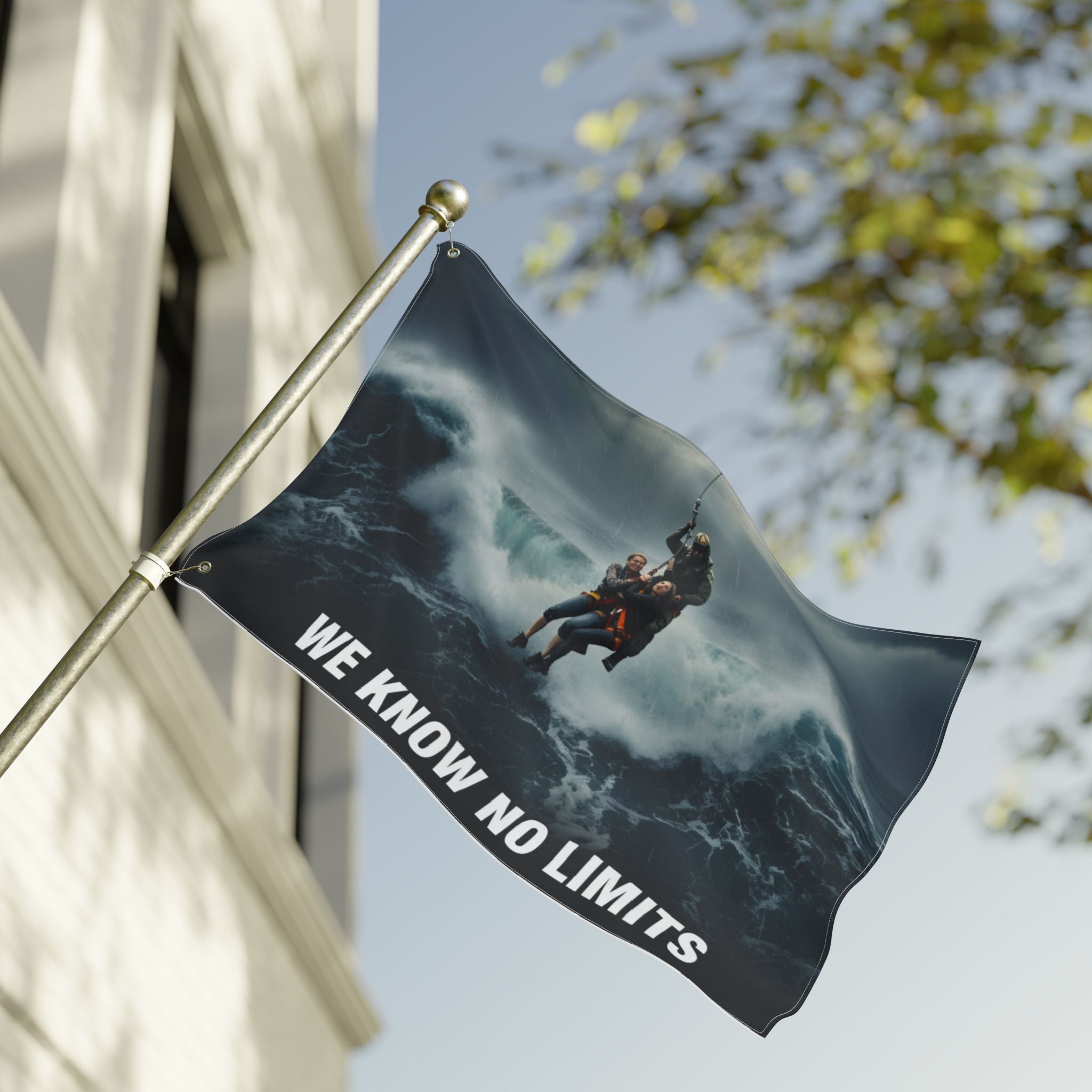 Double-Sided Flag — We Know No Limits Rescue Helicopter Design