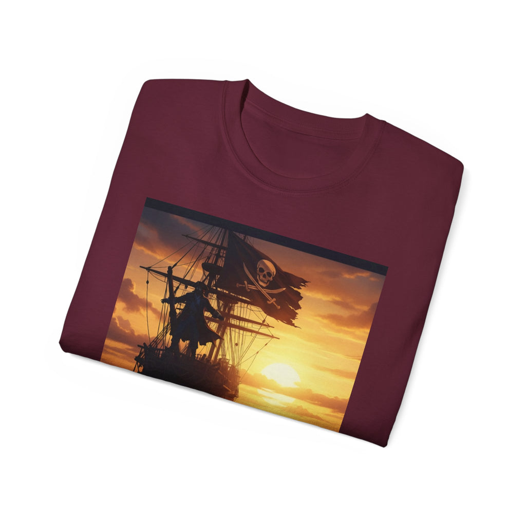 Pirate Ship Sunset Tee – Nautical Pirate Skull Graphic T-Shirt