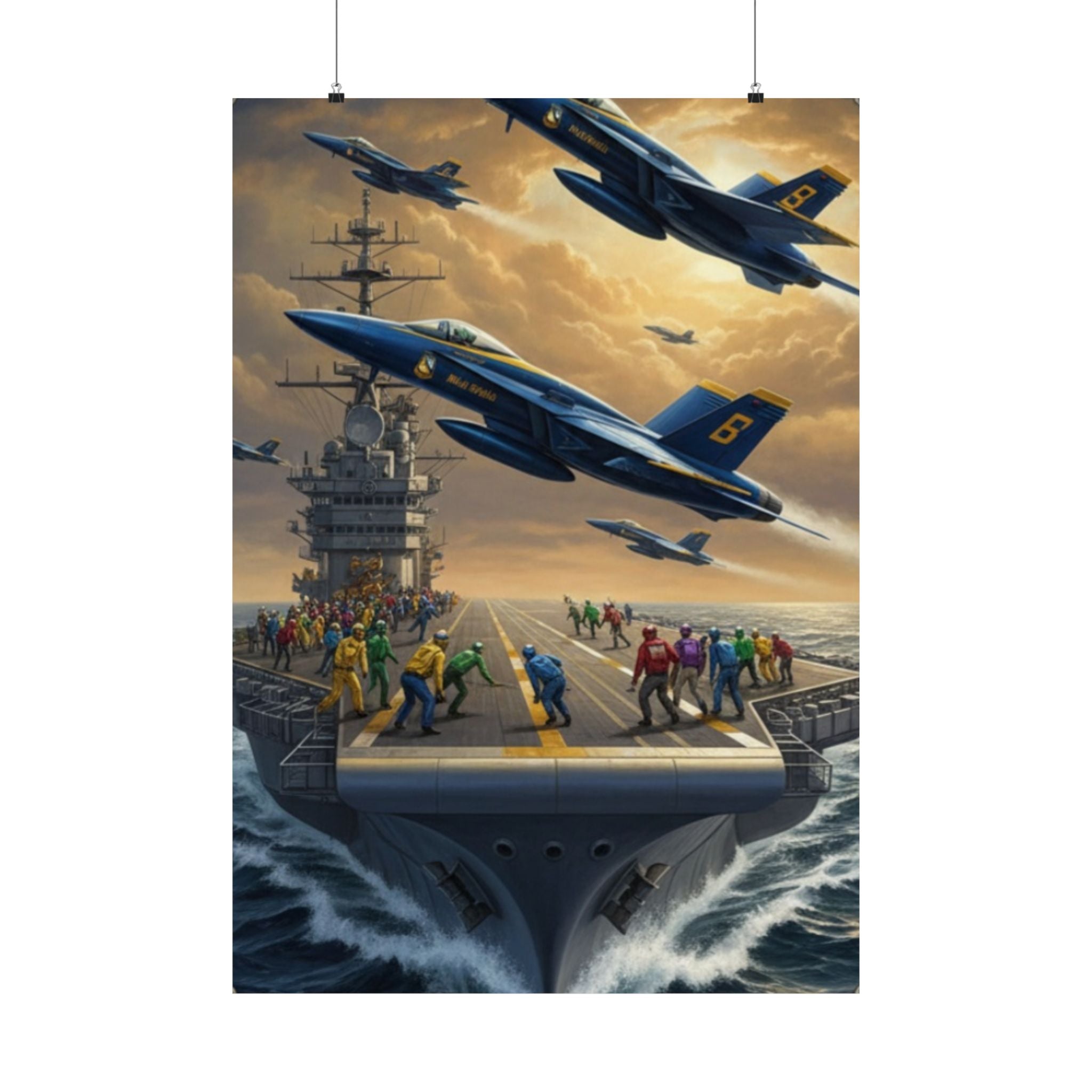 Navy SAR Rescue Helicopter Matte Poster — Dramatic Sea Rescue Art