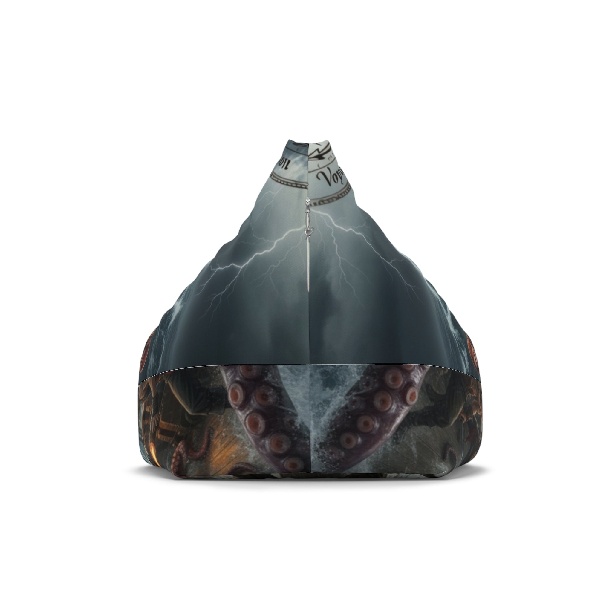 Bean Bag Chair Cover — Stormy Sea Pirate Captain & Kraken Illustration